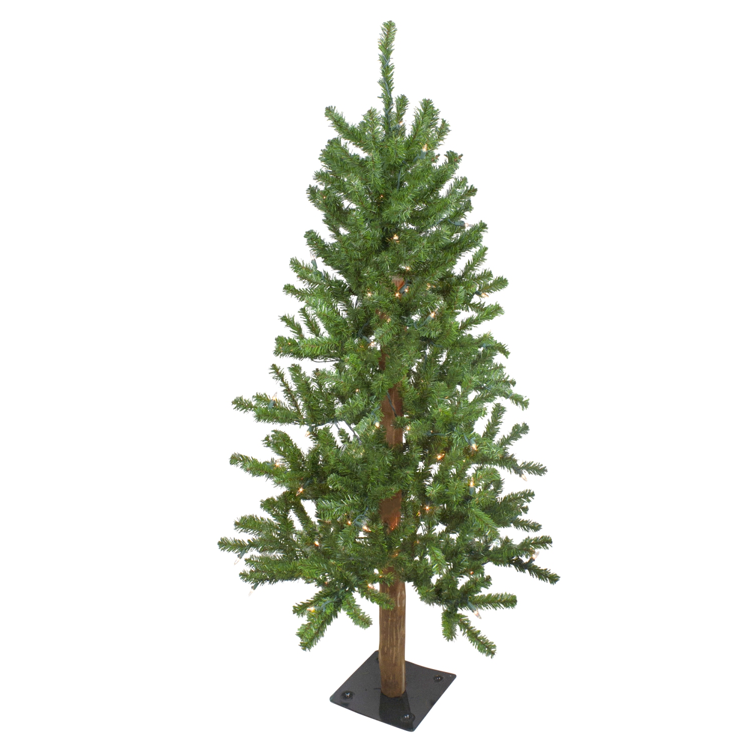 Pre-Lit Medium Alpine Artificial Christmas Tree - 4' - Clear Lights