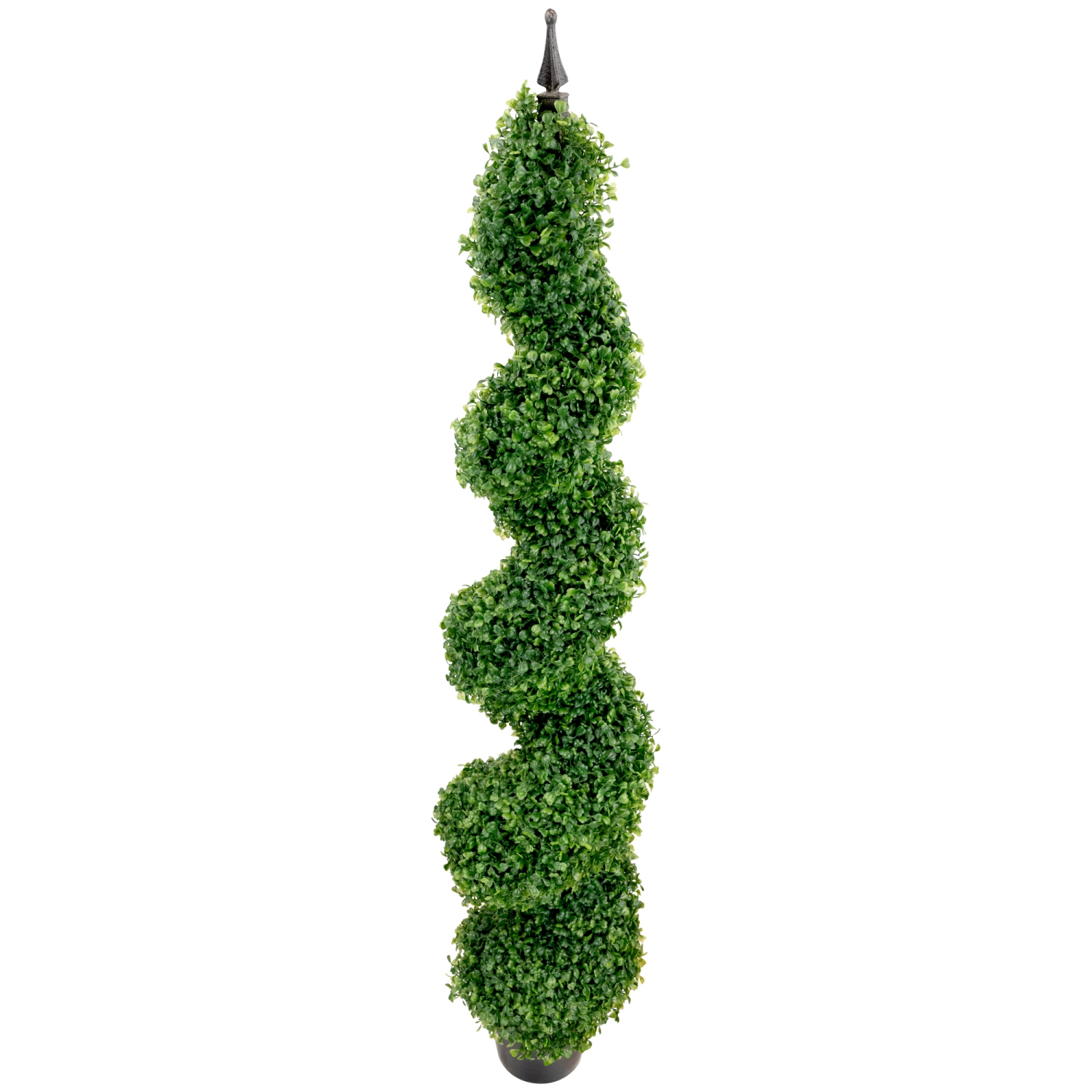 Potted Two Toned Artificial Spiral Boxwood Garden Topiary Tree - 5'