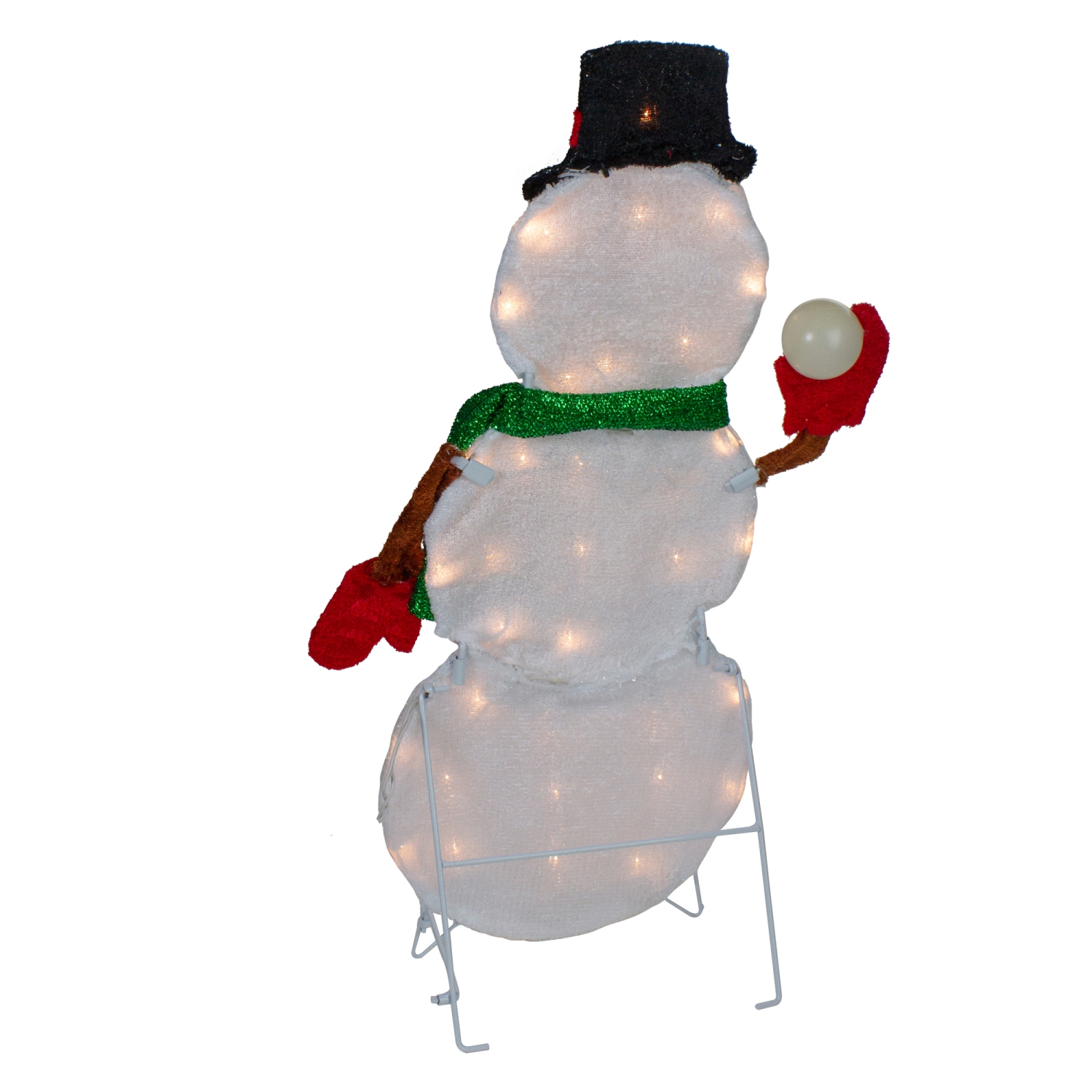 Bonhomme de neige avec décoration de Noël d'extérieur de Snowball - 24 po - lumières blanches