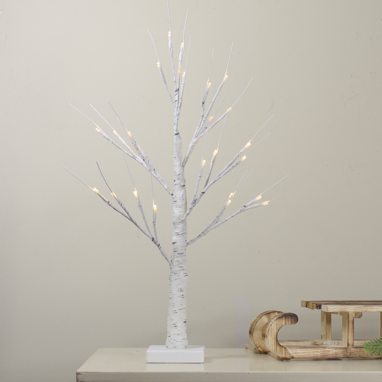 Arbre de Noël illuminé en forme de branche de LED - 24&nbsp;po - Blanc chaud