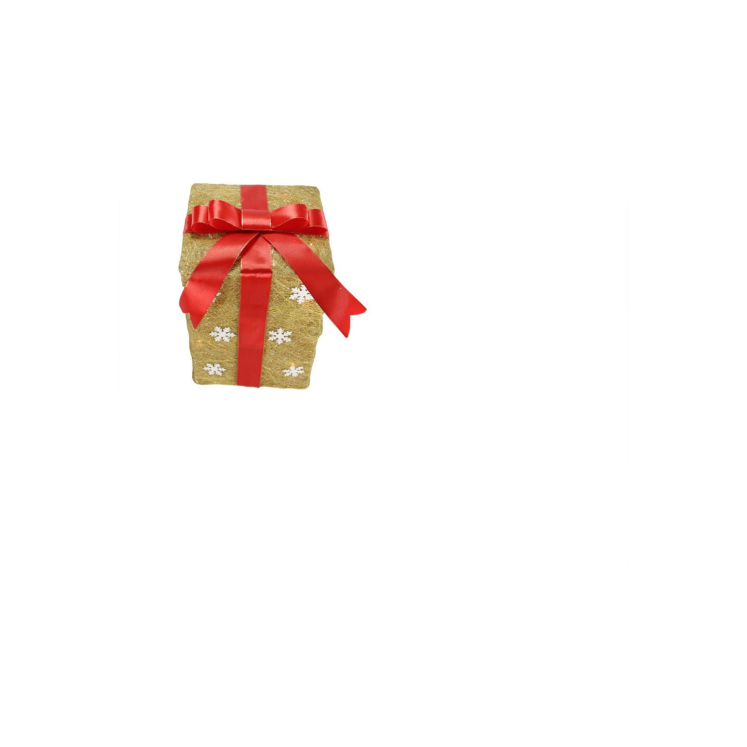 Lighted Snowflake Gift Box Outdoor Christmas Decoration - 13" - Gold - Set of 3