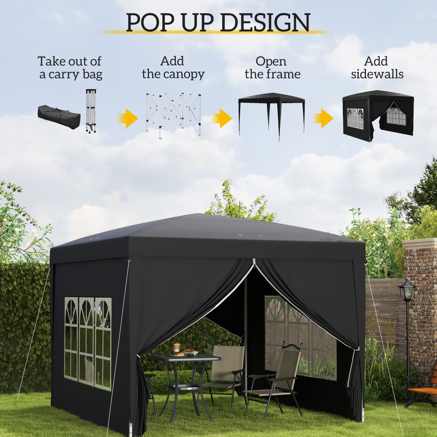 Abri de jardin instantané pour fête d'extérieur de 10 x x10 pi avec sac de transport Outsunny