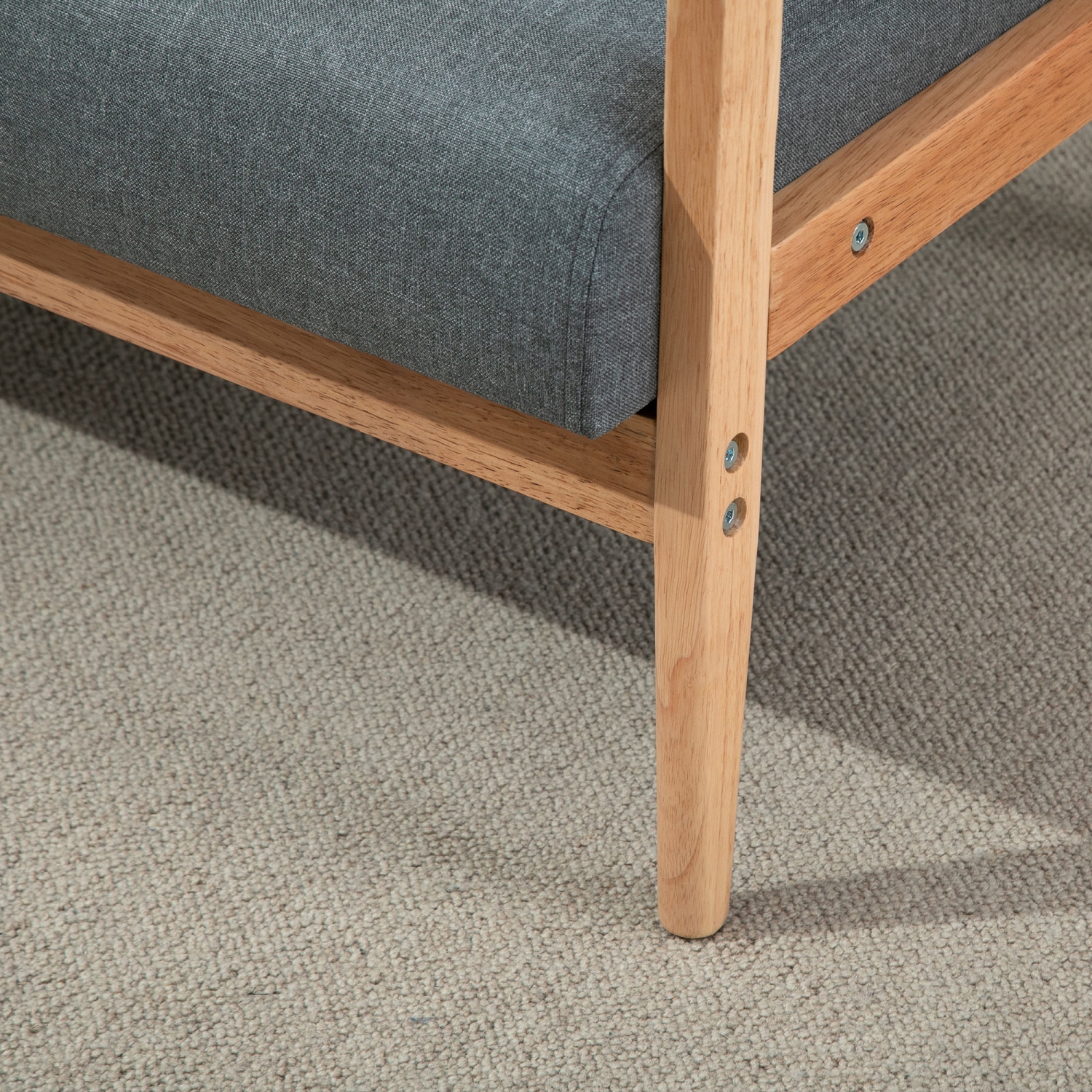 HOMCOM 45" Loveseat Sofa for Bedroom, Modern Love Seats Furniture, Upholstered 2 Seater Couch with Rubber Wood Legs for Living Room, Dark Grey