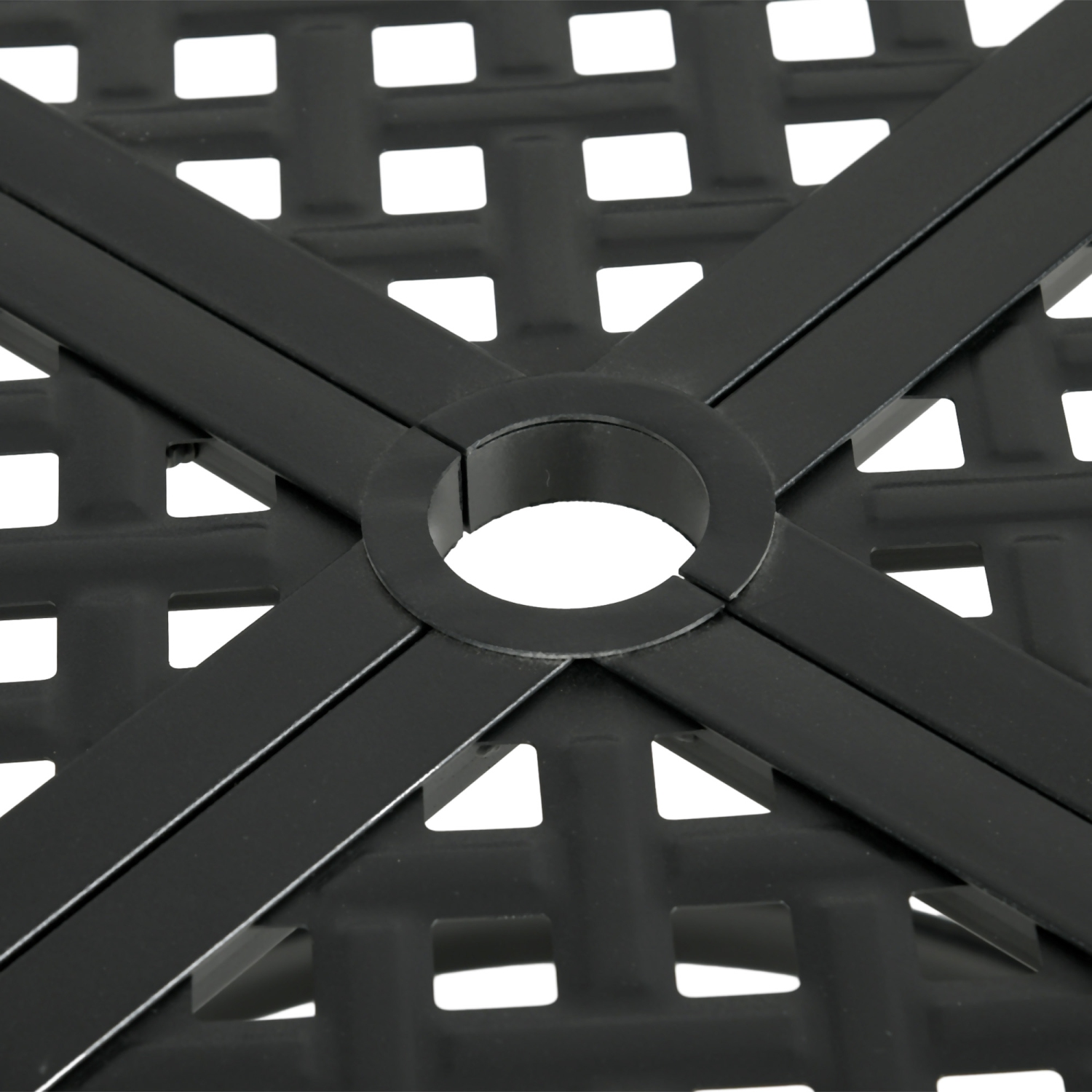 Outsunny 42" Round Outdoor Dining Table for 4 Persons, Metal Patio Dining Table with Umbrella Hole and Steel Frame for Backyard, Lawn, Balcony, Pool,