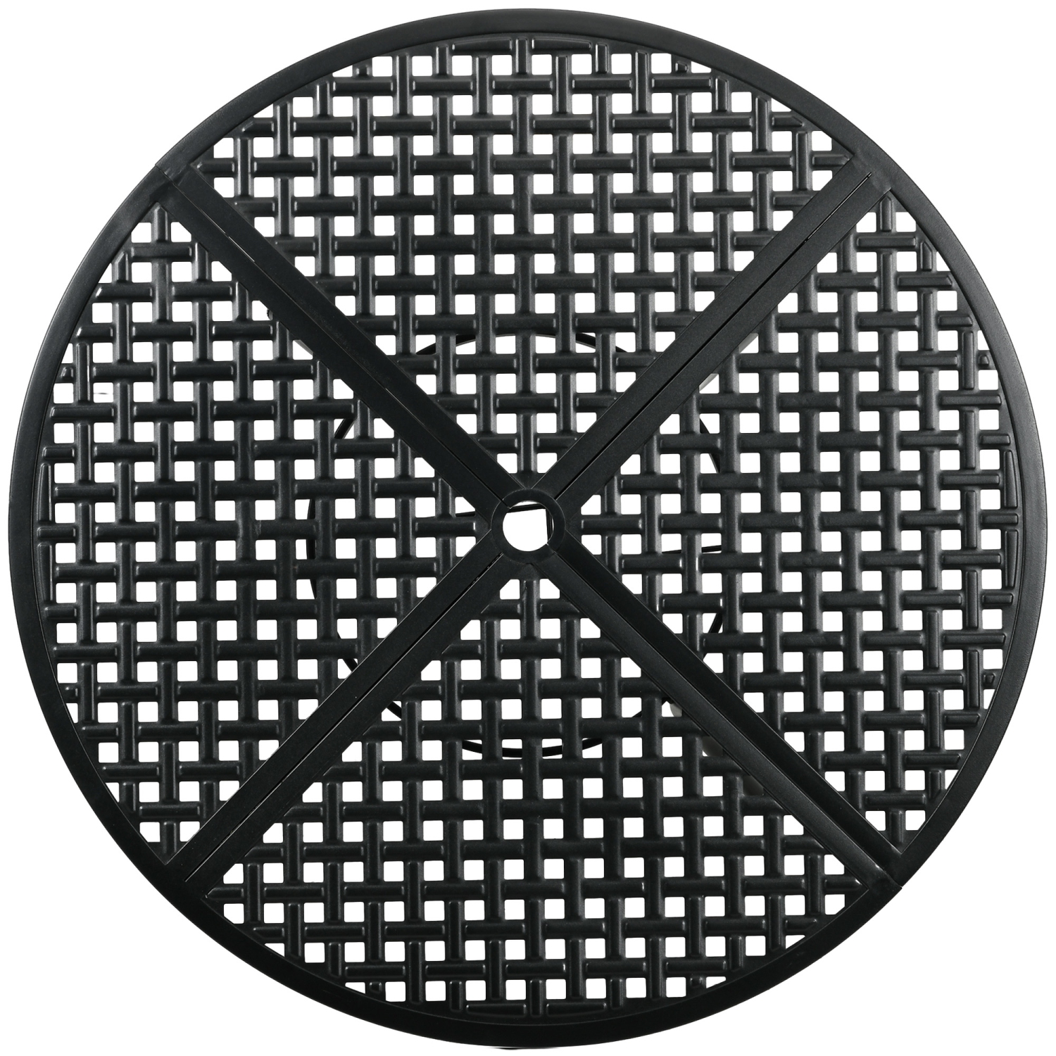 Outsunny 42" Round Outdoor Dining Table for 4 Persons, Metal Patio Dining Table with Umbrella Hole and Steel Frame for Backyard, Lawn, Balcony, Pool,