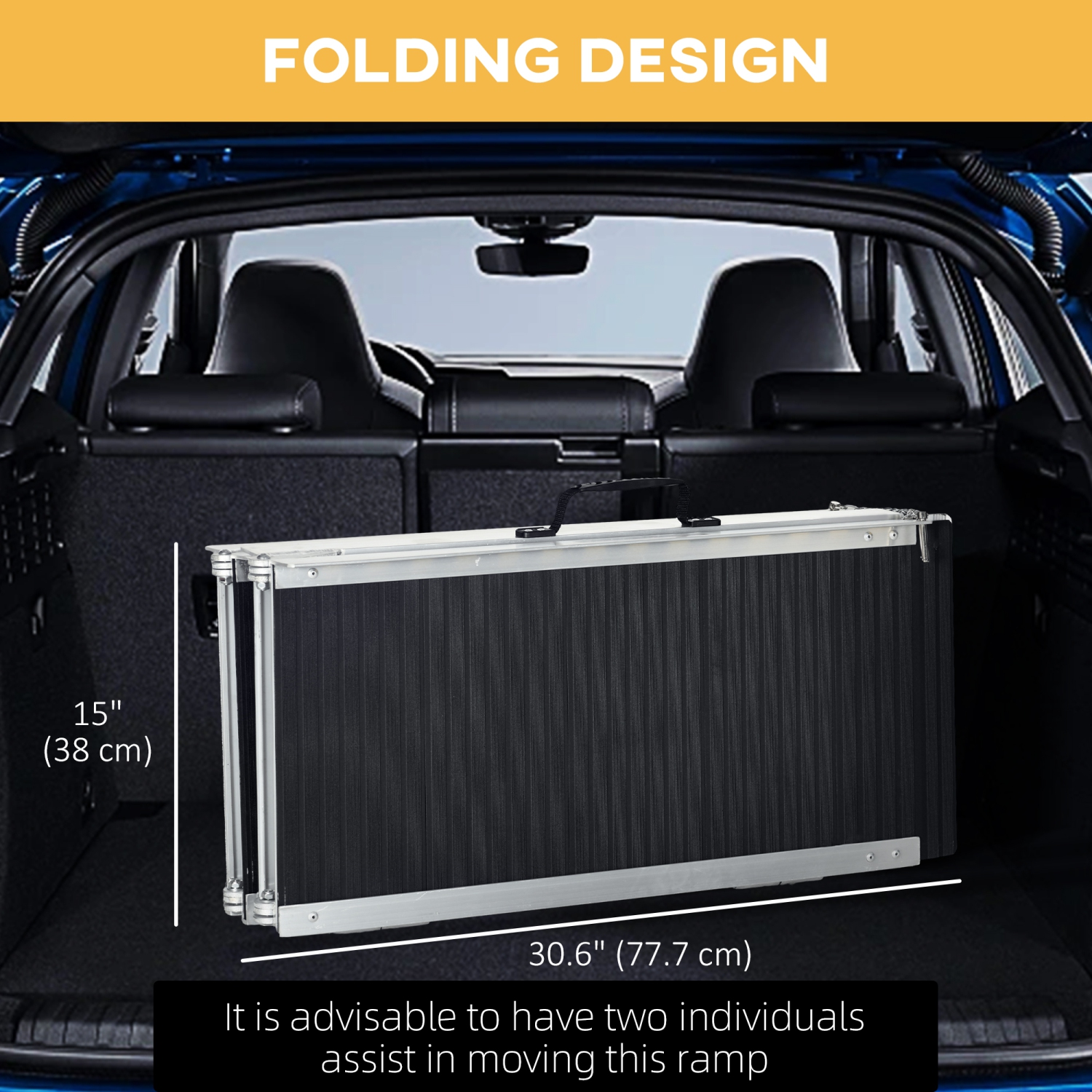 Trottinette à rampe pour fauteuil roulant 5 pi de HOMCOM Mobilité sans patins en PVC et en aluminium portatif pliable