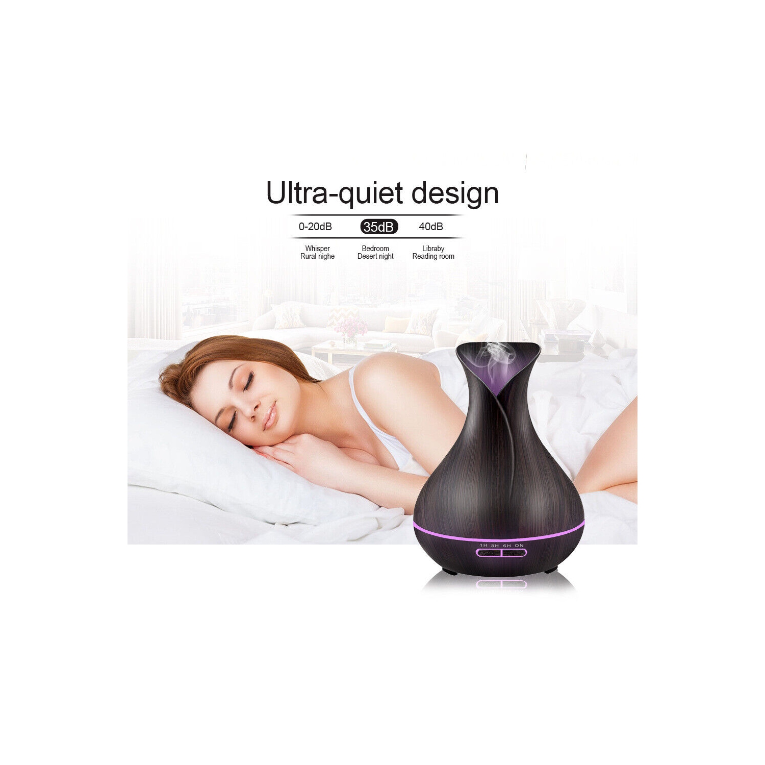 Diffuseur d'huile essentielle d'arôme SuperShield, humidificateur ultrasonique à vapeur froide 300 ml avec lumières à DEL de couleur changeante