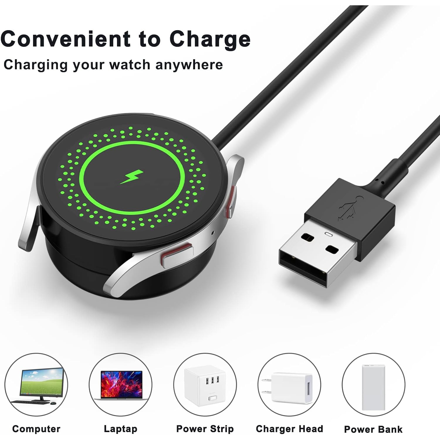 Câble de chargement pour Samsung Galaxy Watch 6/6 Classic/5/5 Pro, Galaxy Watch 4/3/Active 2/Active, câble de chargement USB de rechange socle de