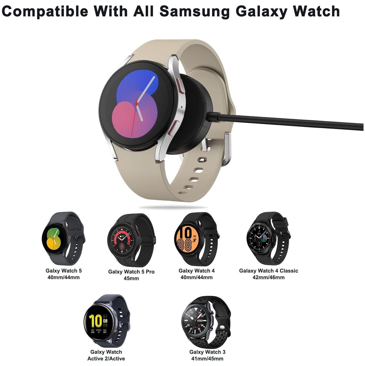 Câble de chargement pour Samsung Galaxy Watch 6/6 Classic/5/5 Pro, Galaxy Watch 4/3/Active 2/Active, câble de chargement USB de rechange socle de