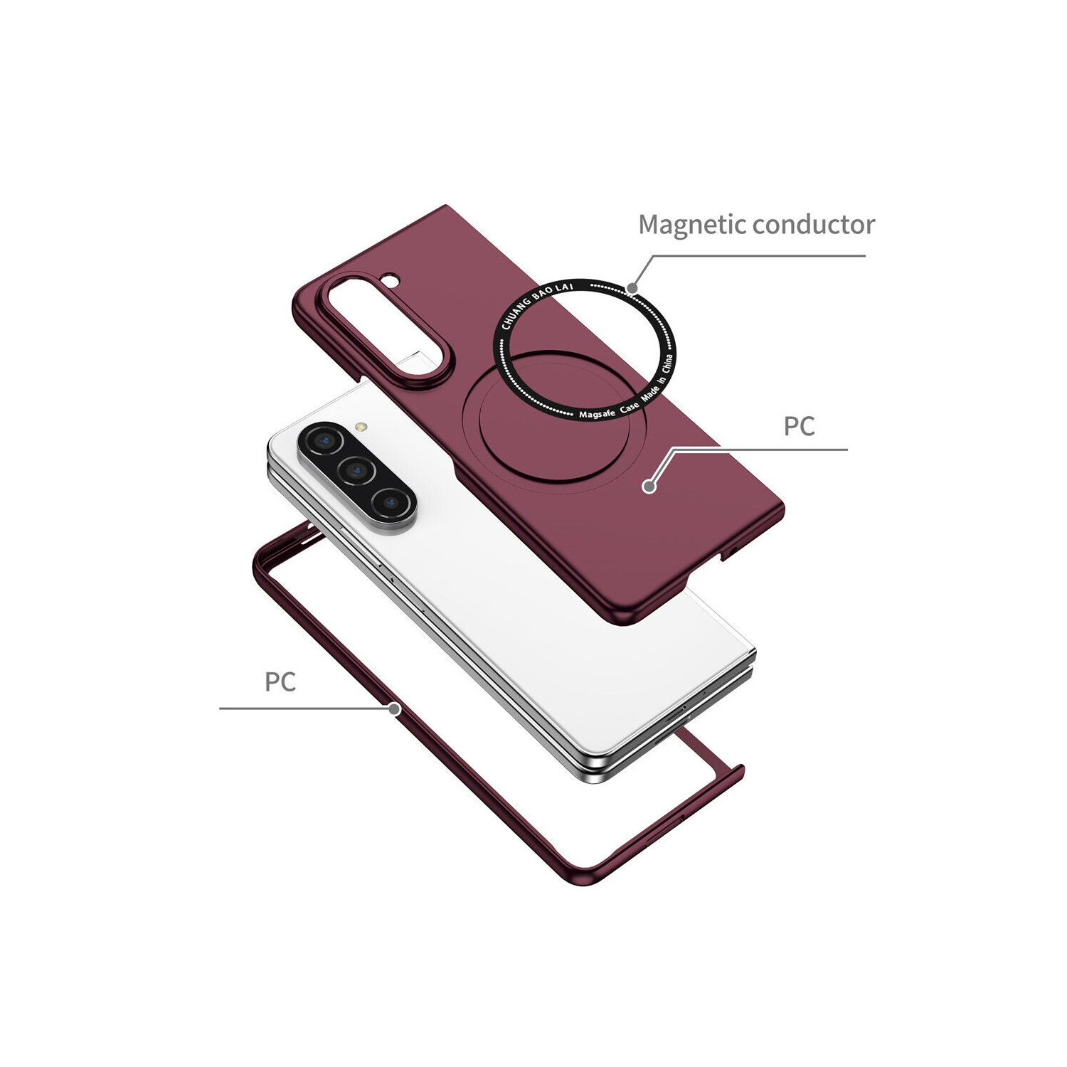 SuperShield Magnetic Phone Case for Samsung Galaxy Z Fold5 5G Compatible with Magsafe, Military-Grade Shockproof Case with Built-in Magnet Circle -