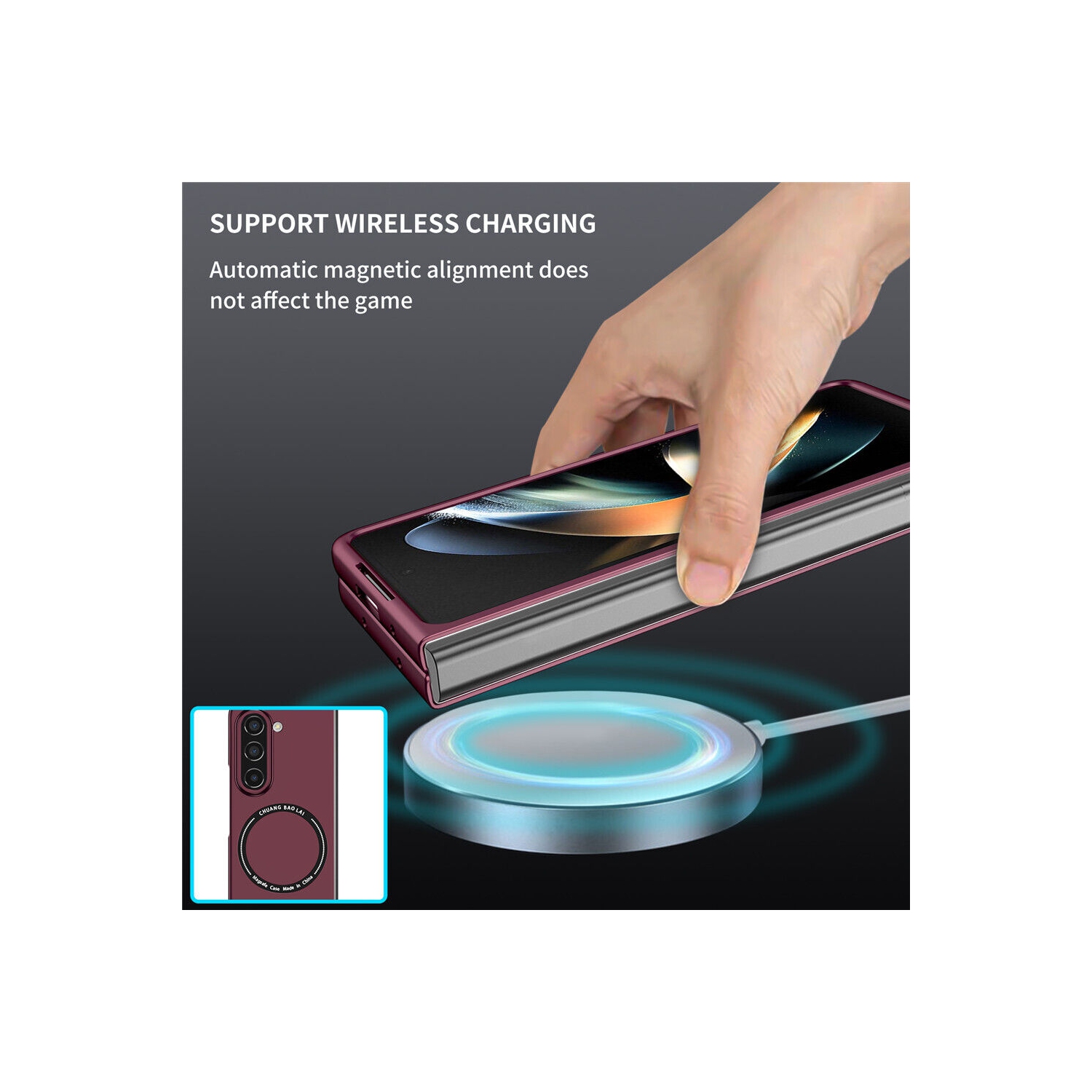 SuperShield Magnetic Phone Case for Samsung Galaxy Z Fold5 5G Compatible with Magsafe, Military-Grade Shockproof Case with Built-in Magnet Circle -