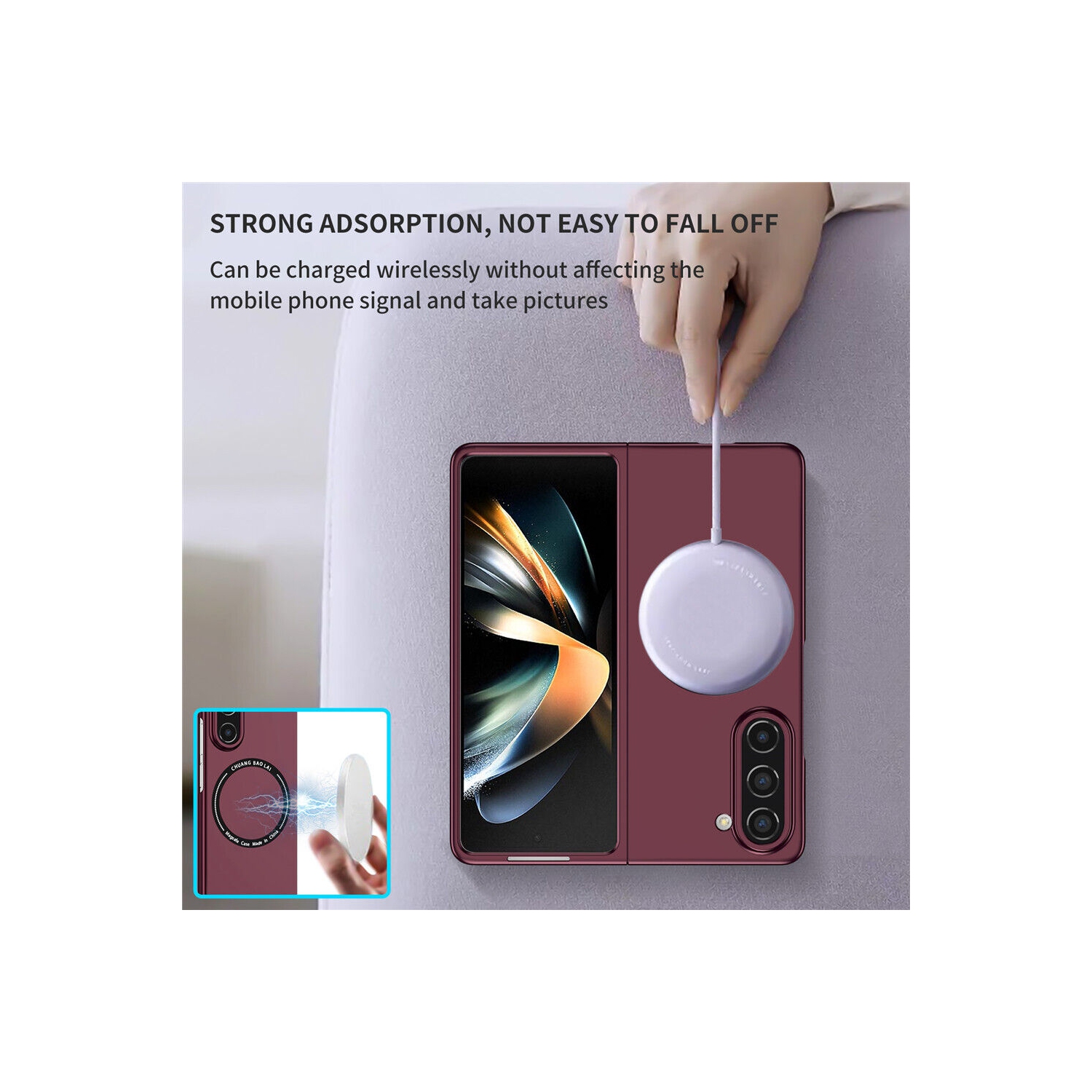 SuperShield Magnetic Phone Case for Samsung Galaxy Z Fold5 5G Compatible with Magsafe, Military-Grade Shockproof Case with Built-in Magnet Circle -