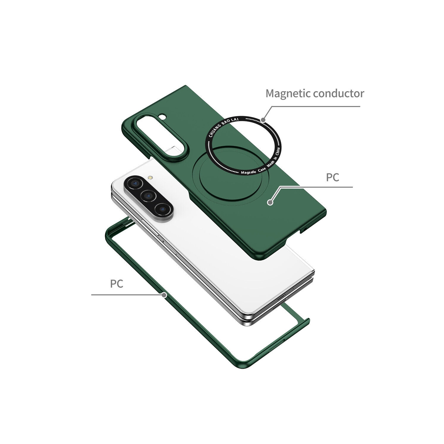 Étui magnétique SuperShield pour Galaxy Z Fold5 5G de Samsung compatible avec MagSafe, étui antichoc de qualité militaire et cercle magnétique