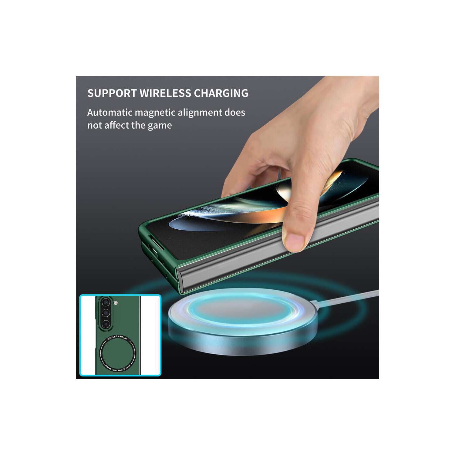 Étui magnétique SuperShield pour Galaxy Z Fold5 5G de Samsung compatible avec MagSafe, étui antichoc de qualité militaire et cercle magnétique