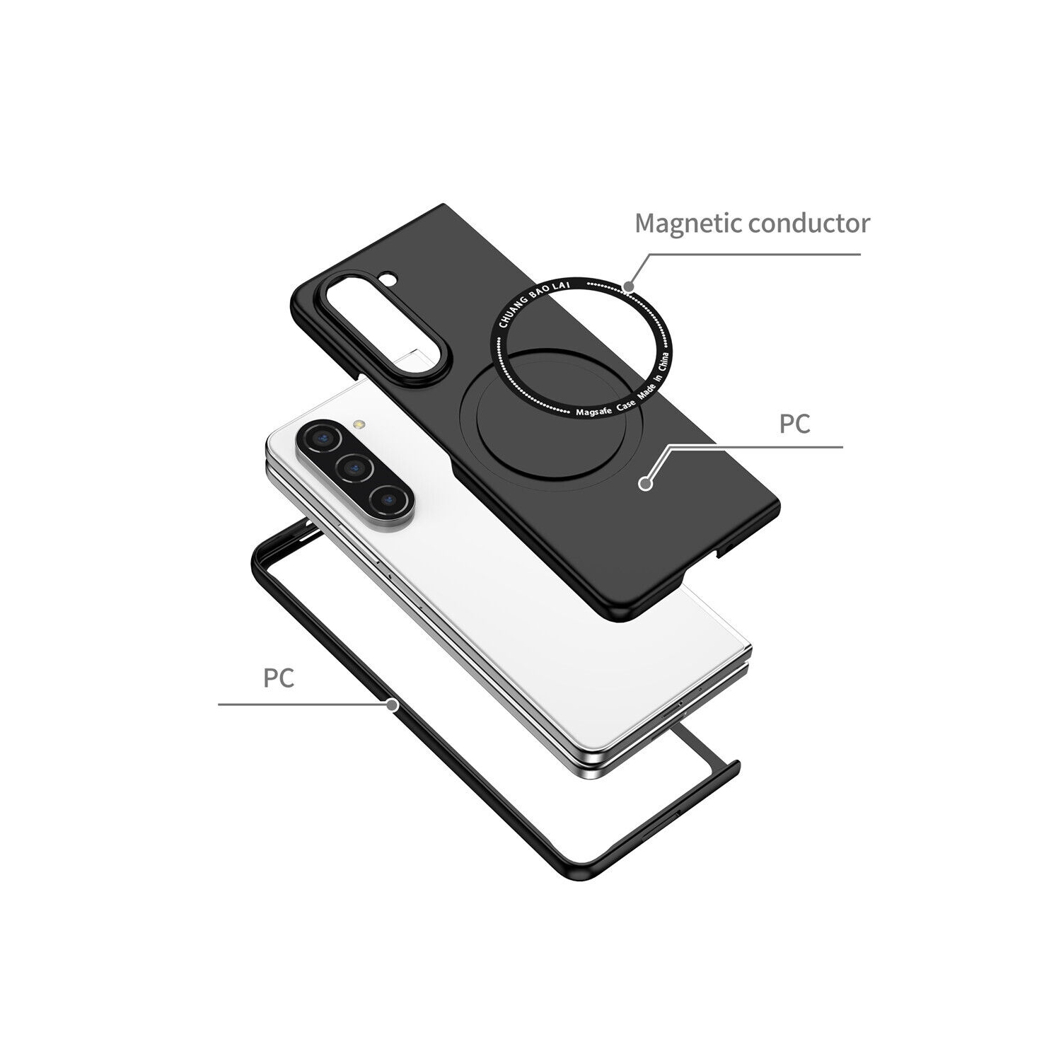 SuperShield Magnetic Phone Case for Samsung Galaxy Z Fold5 5G Compatible with Magsafe, Military-Grade Shockproof Case with Built-in Magnet Circle -