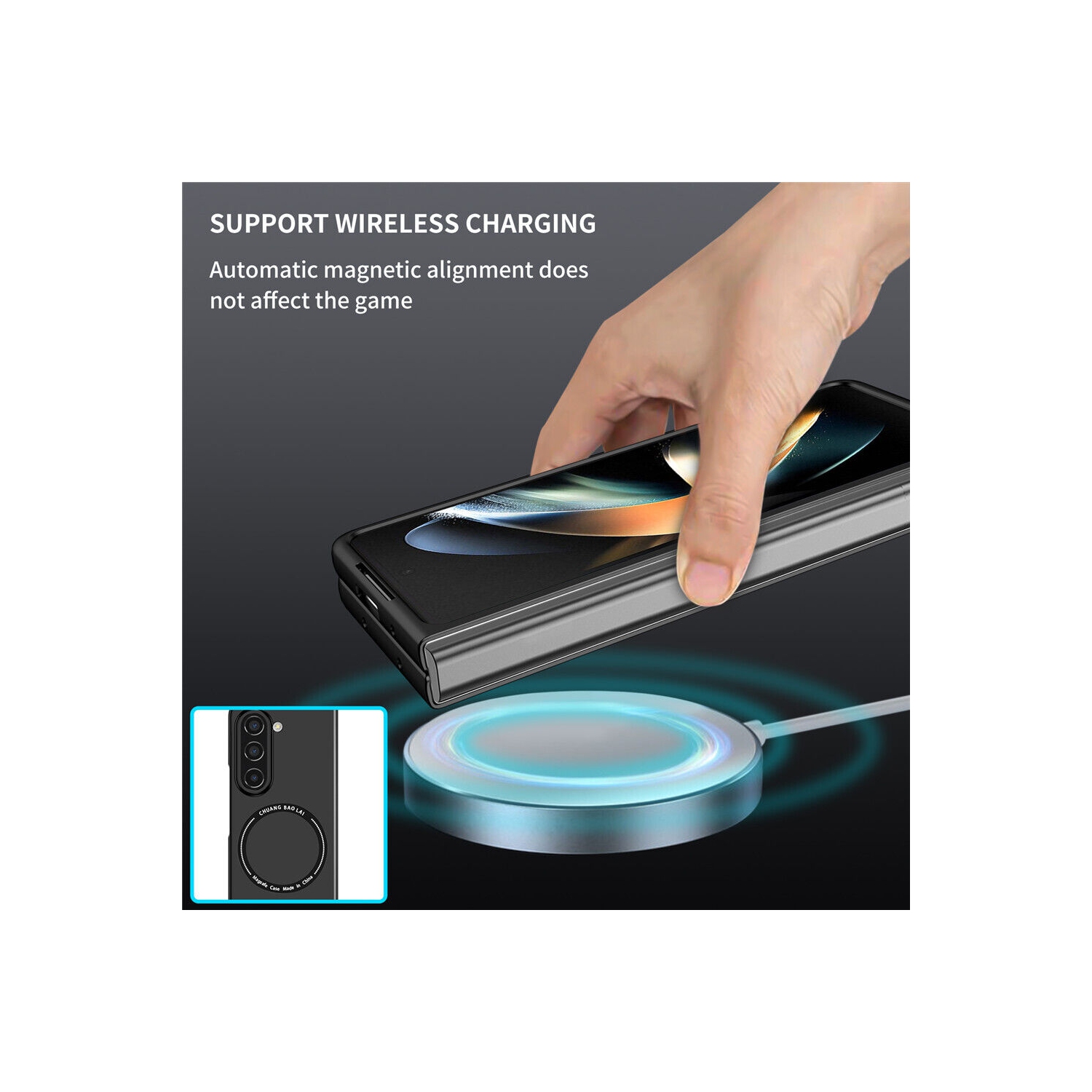 SuperShield Magnetic Phone Case for Samsung Galaxy Z Fold5 5G Compatible with Magsafe, Military-Grade Shockproof Case with Built-in Magnet Circle -