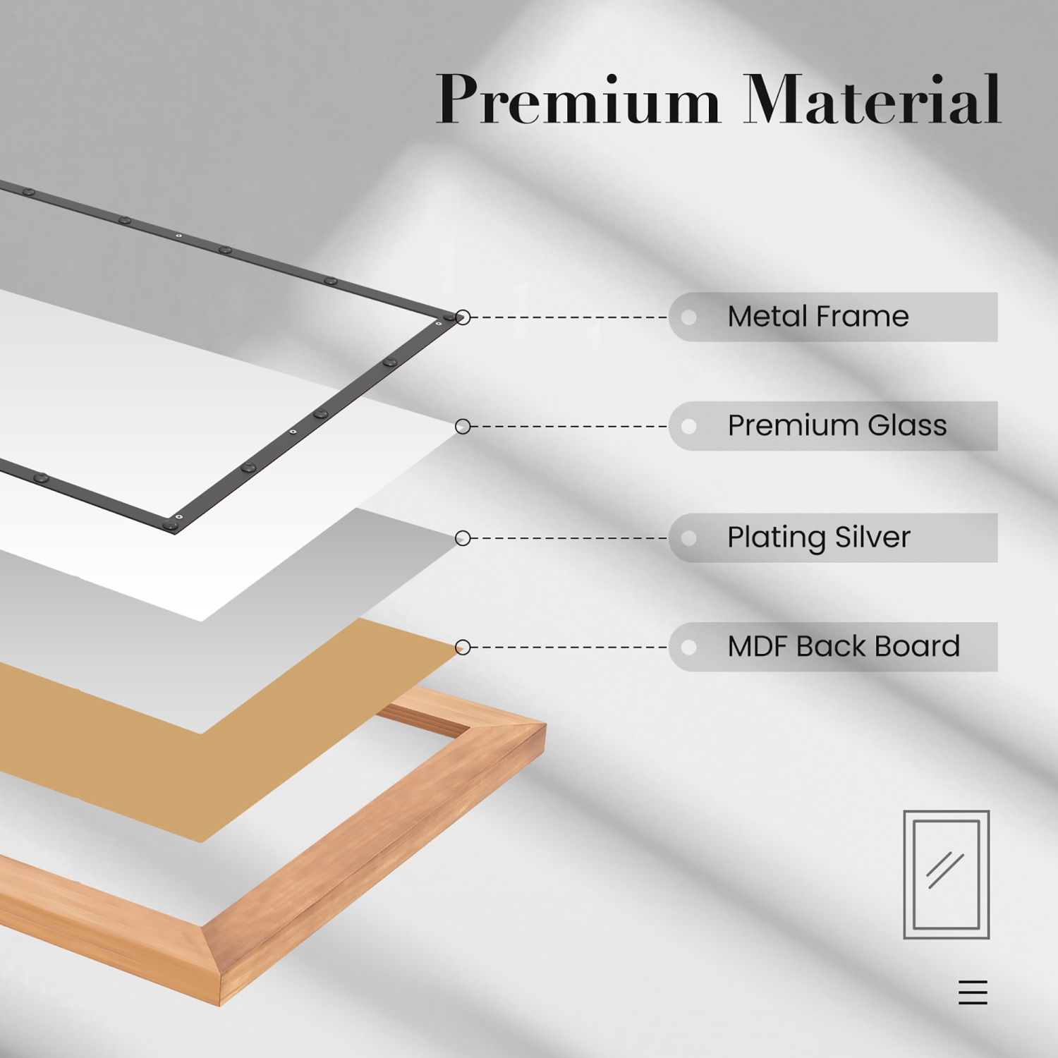 Gymax Rustic Wood Mirror Rectangular Frame Decor Wall Mounted Mirror w/ Back Board