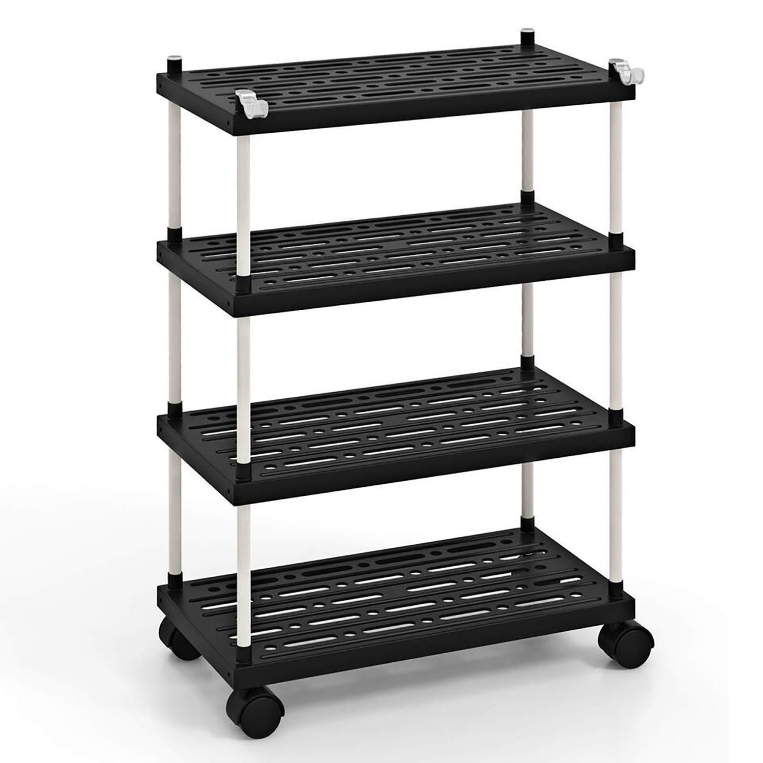 Gymax 4-Tier Slim Storage Cart Kitchen Organizer Utility Cart w/Lockable Wheels
