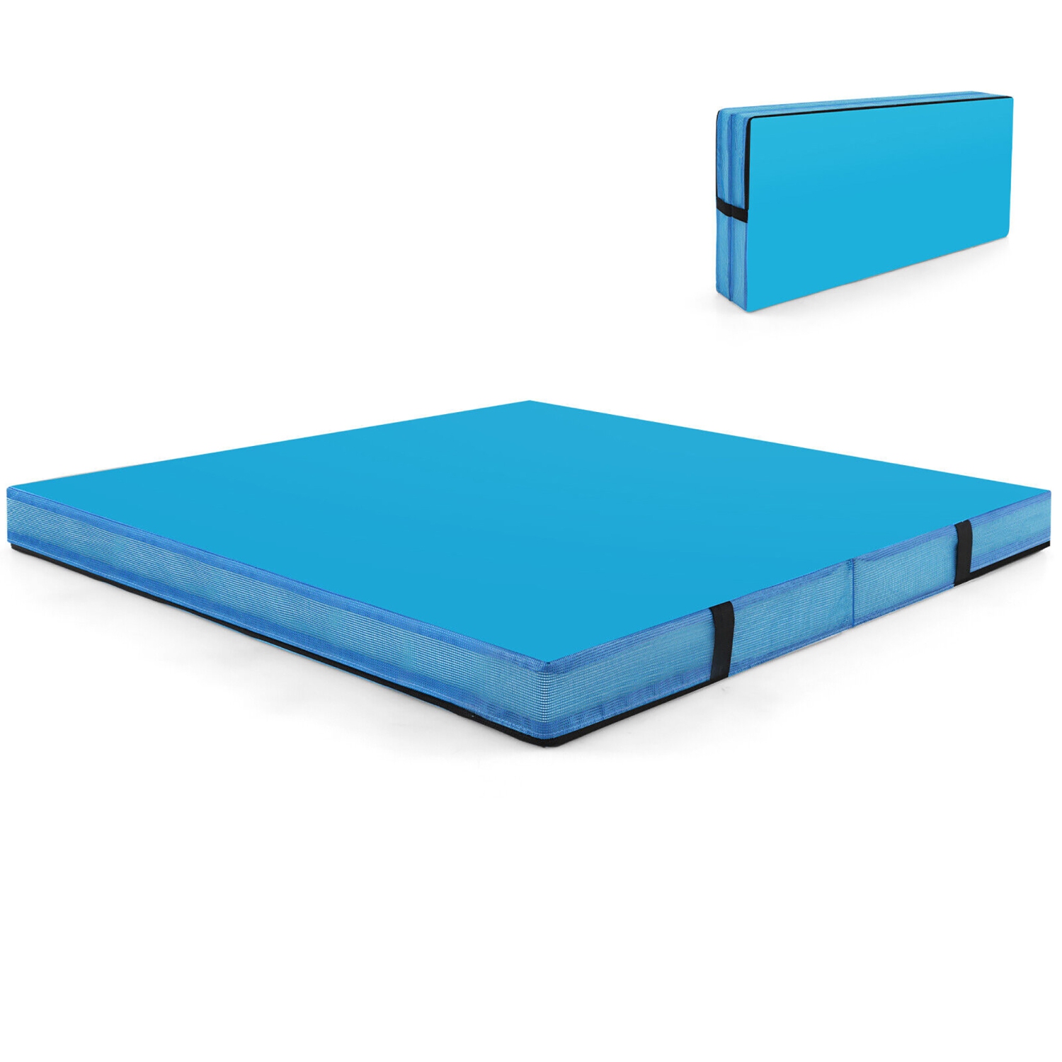 Gymax 4'x4'x4'' Bi-Folding Gymnastic Tumbling Mat W/Handles for Home Gym Yoga MMA Blue