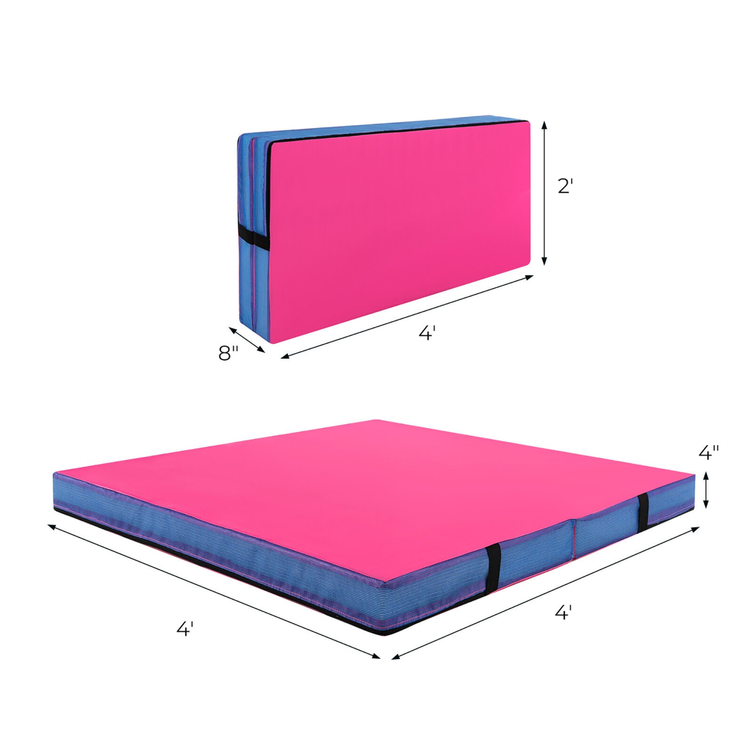 Gymax 4'x4'x4'' Bi-Folding Gymnastic Tumbling Mat W/Handles for Home Gym Yoga MMA Pink