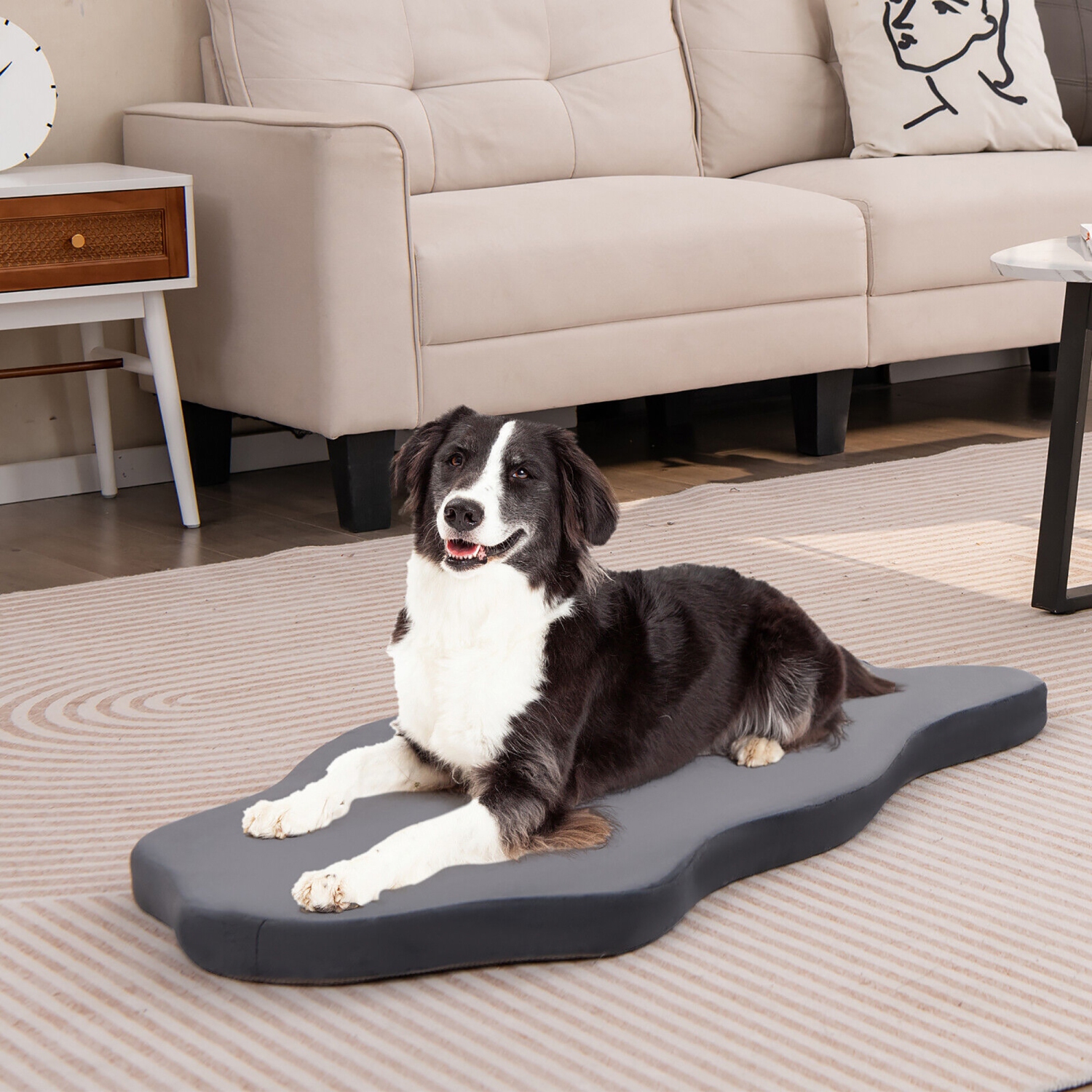 Gymax Dog Sleeping Mat Waterproof Dog Crate Pad Bed Mat with Memory Foam Support