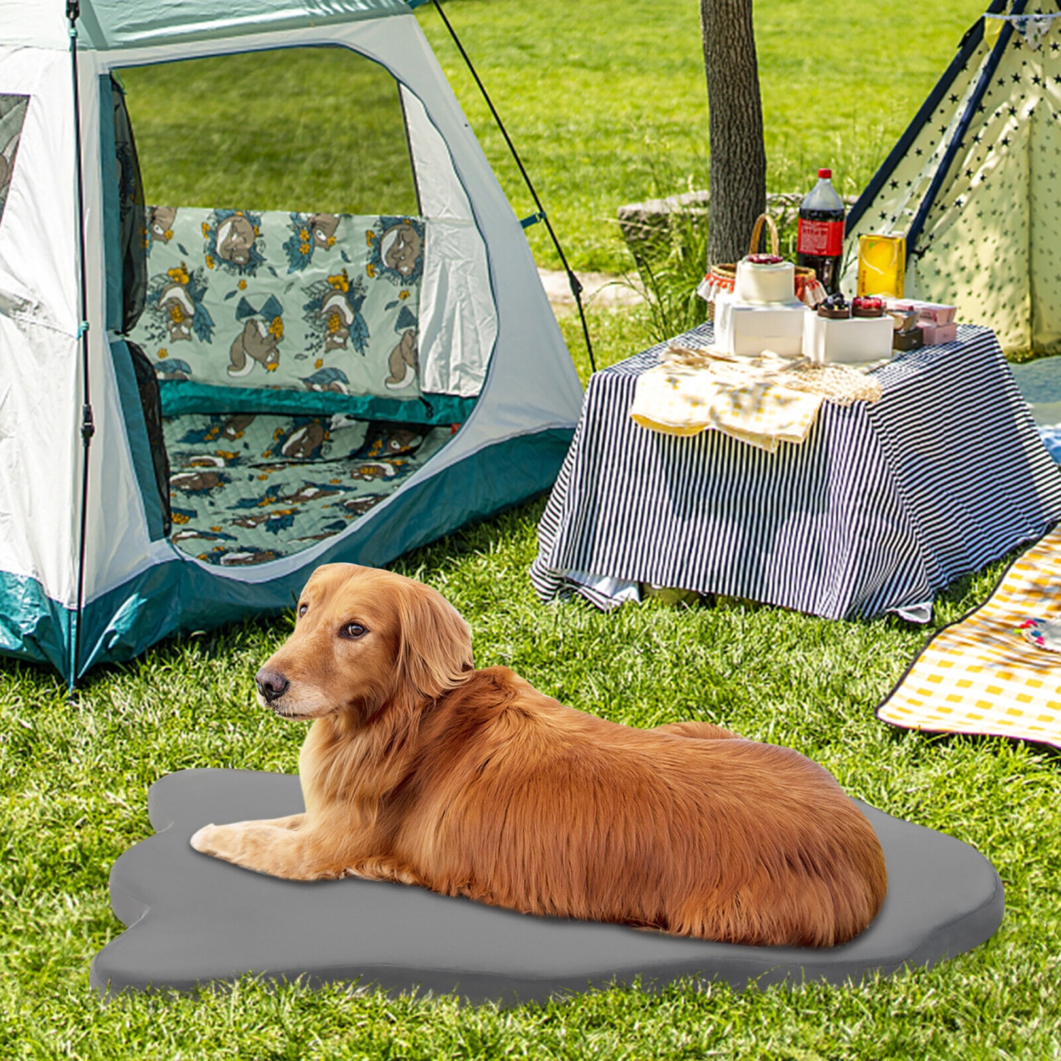 Gymax Dog Sleeping Mat Waterproof Dog Crate Pad Bed Mat with Memory Foam Support