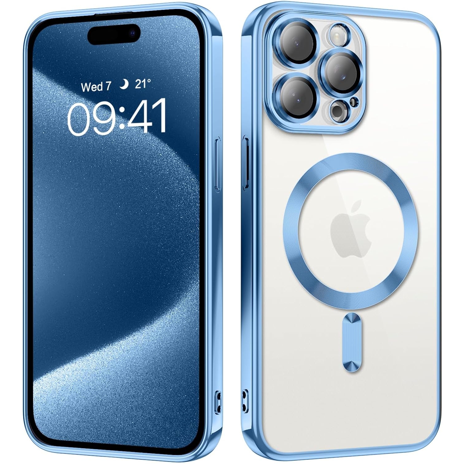 Étui rigide ajusté d'Apple avec MagSafe de Supershield pour iPhone 15 Pro - Bleu pâle