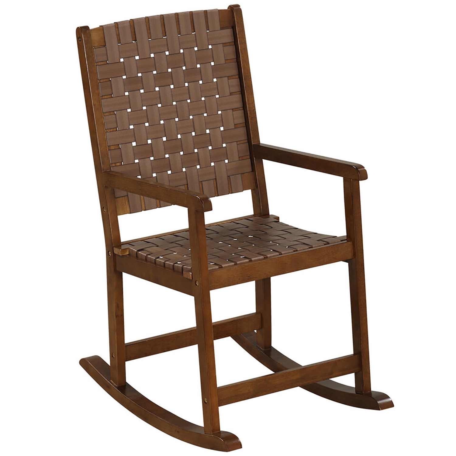 Gymax 2PCS Rocking Chair w/PU Seat & Rubber Wood Frame Safe & Smooth Rocking Motion
