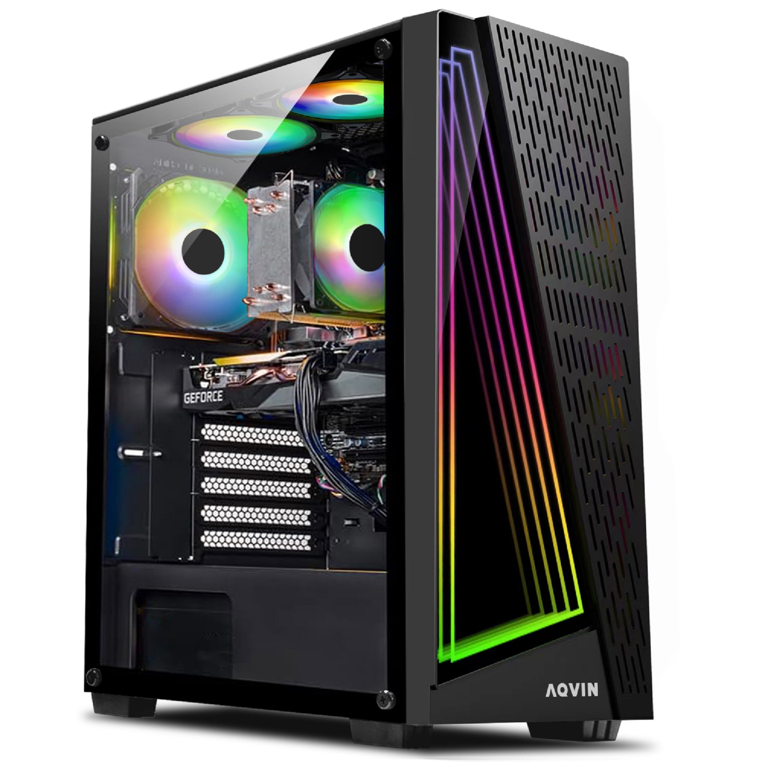 AQVIN Prebuilt Gaming PC Desktop Computer, AMD RX 580 8GB GPU, Intel Core i7 Processor, 32GB DDR4 RAM, 2000GB (Fast Boot) SSD Storage, WIN 10 Pro, Gaming Keyboard and Mouse (AQ50)