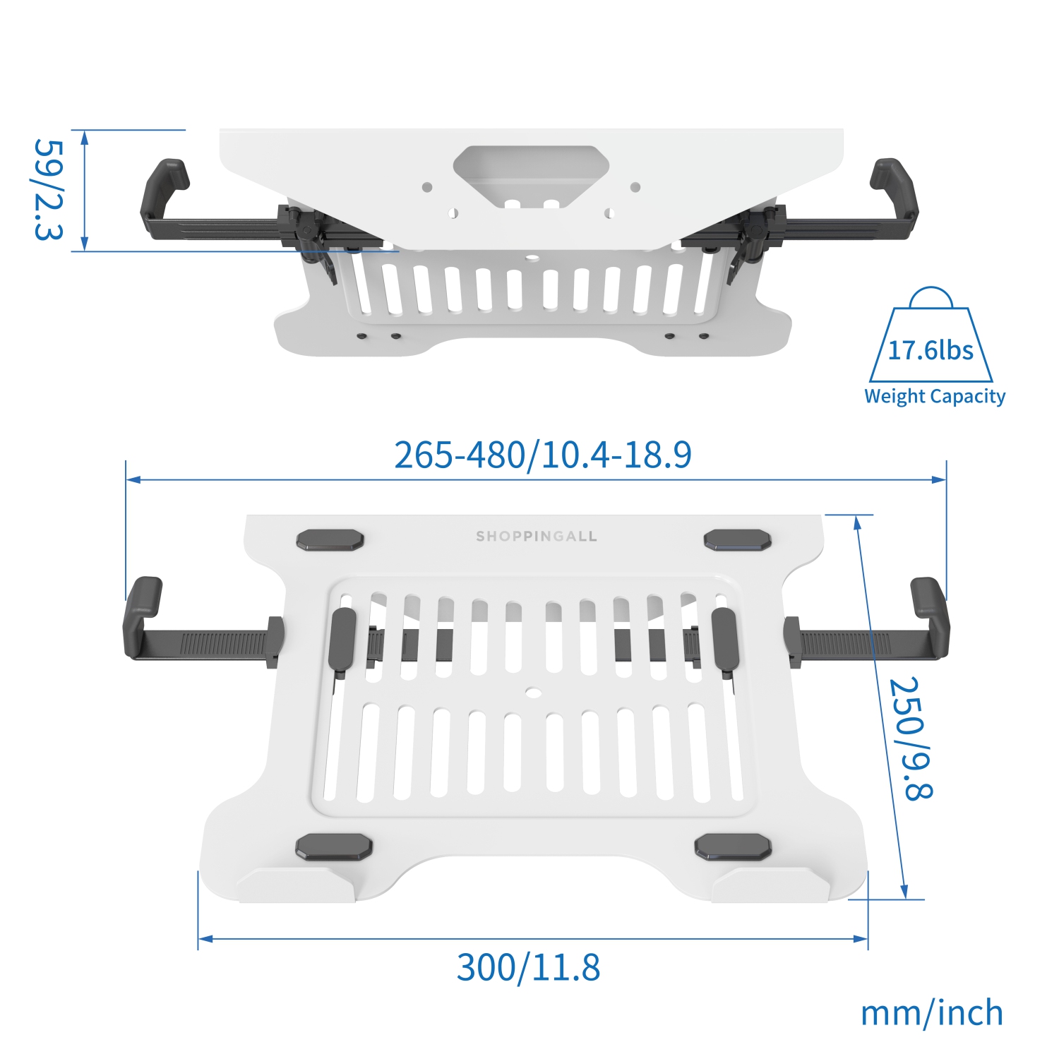 SHOPPINGALL Laptop Mount Tray for Monitor Arms and Stands | Notebook Arm Mount Tray Fits 75 x 75 and 100 x 100 VESA Mount Holes Fully Secures Laptop