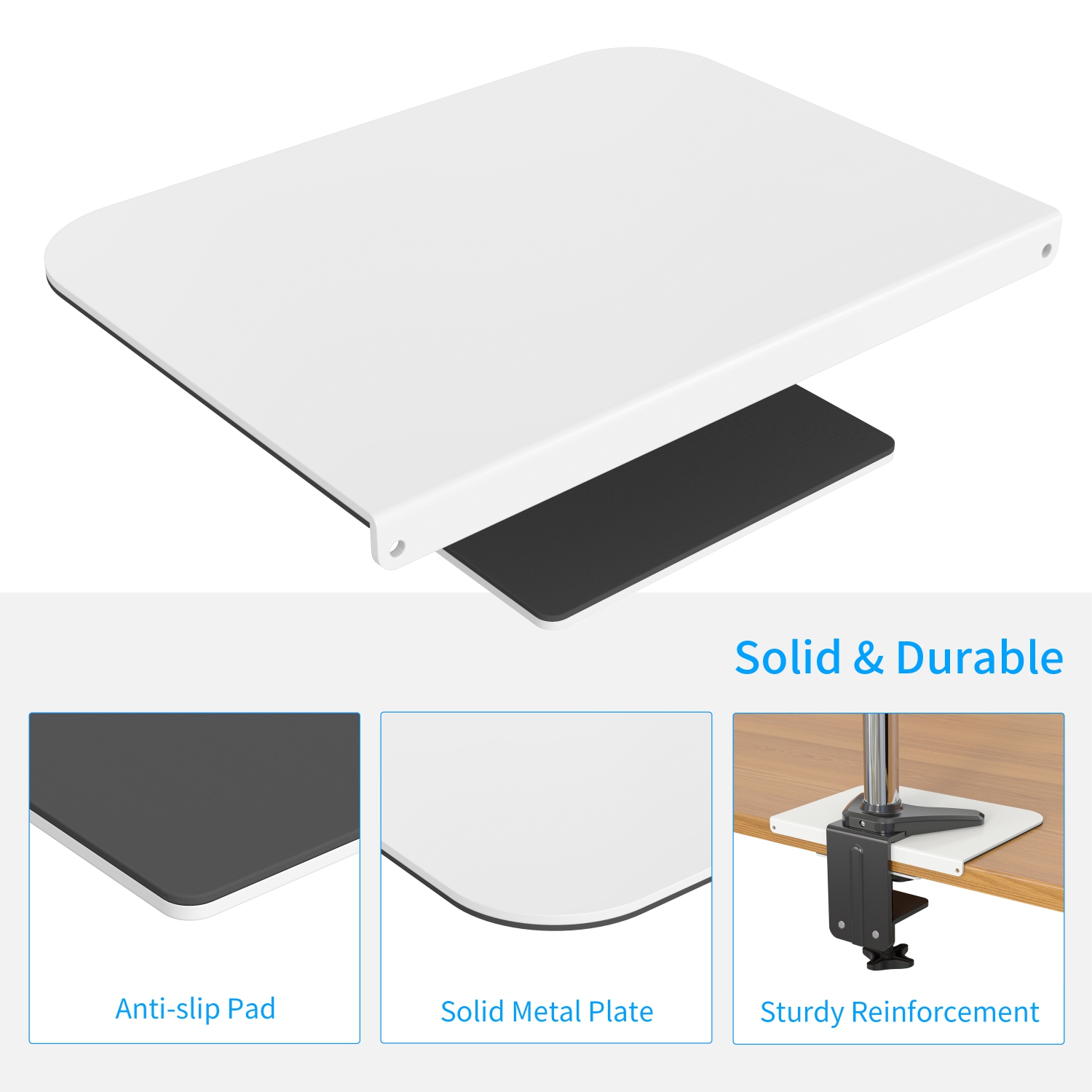 SHOPPINGALL Pack of 2 Steel Desk Reinforcement Plate for Fragile Tabletop, Compatible with Most Monitor Mounts - SA-A83-WHITE