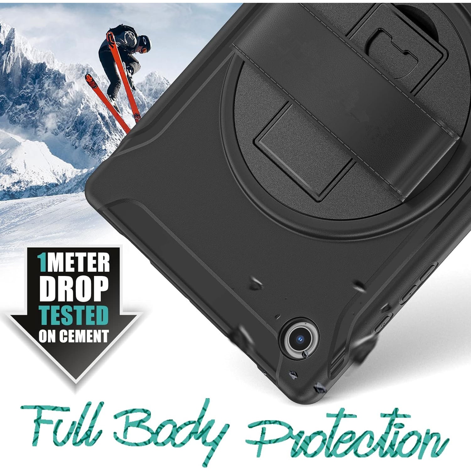 [CS] Shockproof Heavy Duty Rugged Kickstand Case with Hand Strap for Samsung Tablet Tab A8 10.5", SM-X200 SM-X205