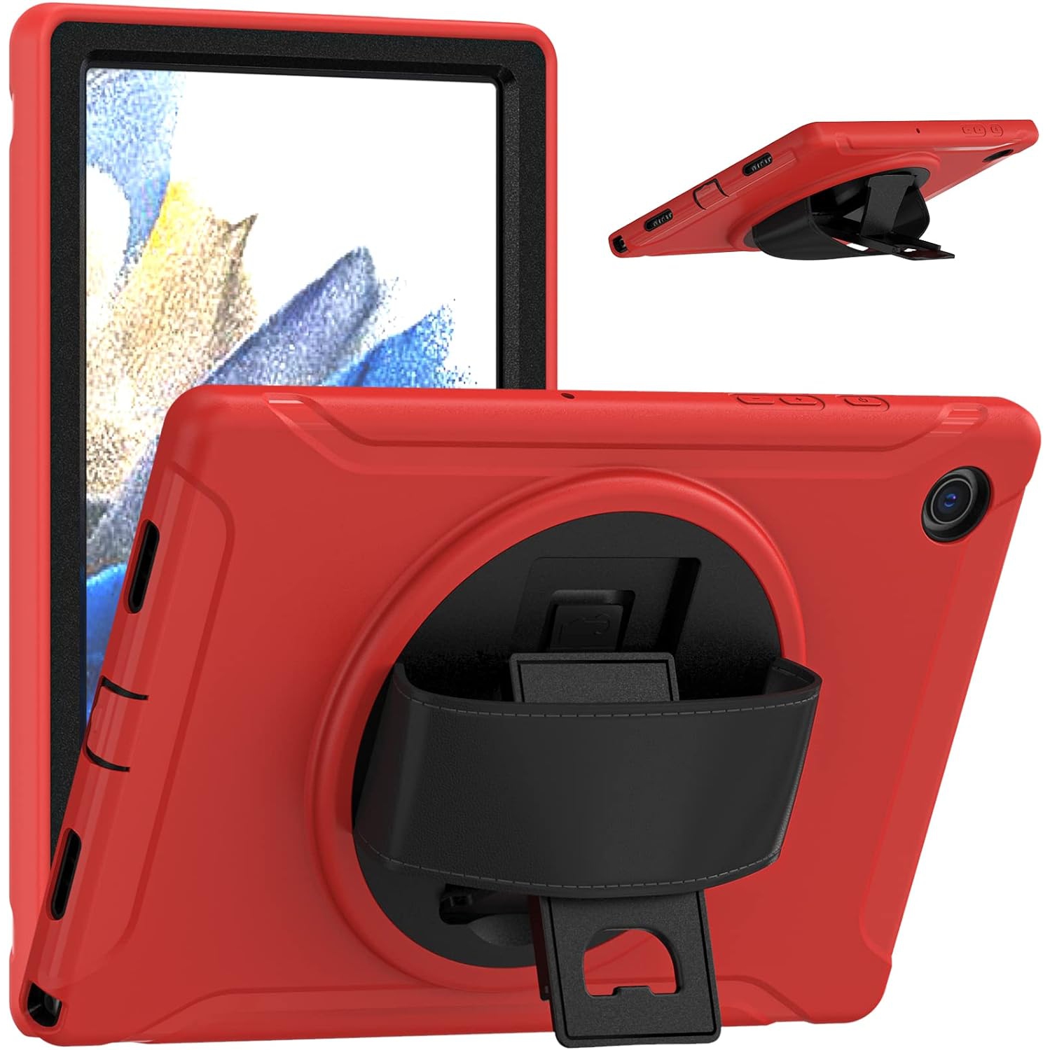 [CS] Shockproof Heavy Duty Rugged Kickstand Case with Hand Strap for Samsung Tablet Tab A8 10.5", SM-X200 SM-X205