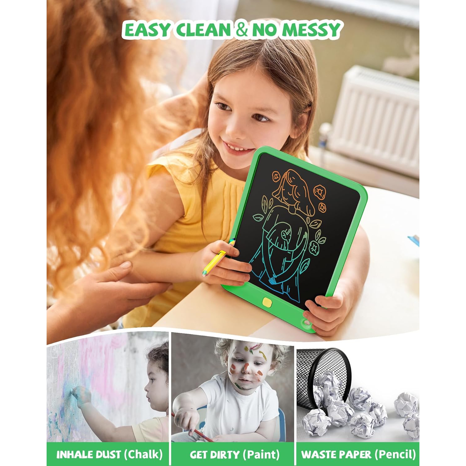 LCD Writing Tablet 10 inch - Toddler Toys for 3-12 Years Old, Drawing Pad for Kids, Boys, Girls - Doodle Board - Perfect Stocking Stuffer, Christmas