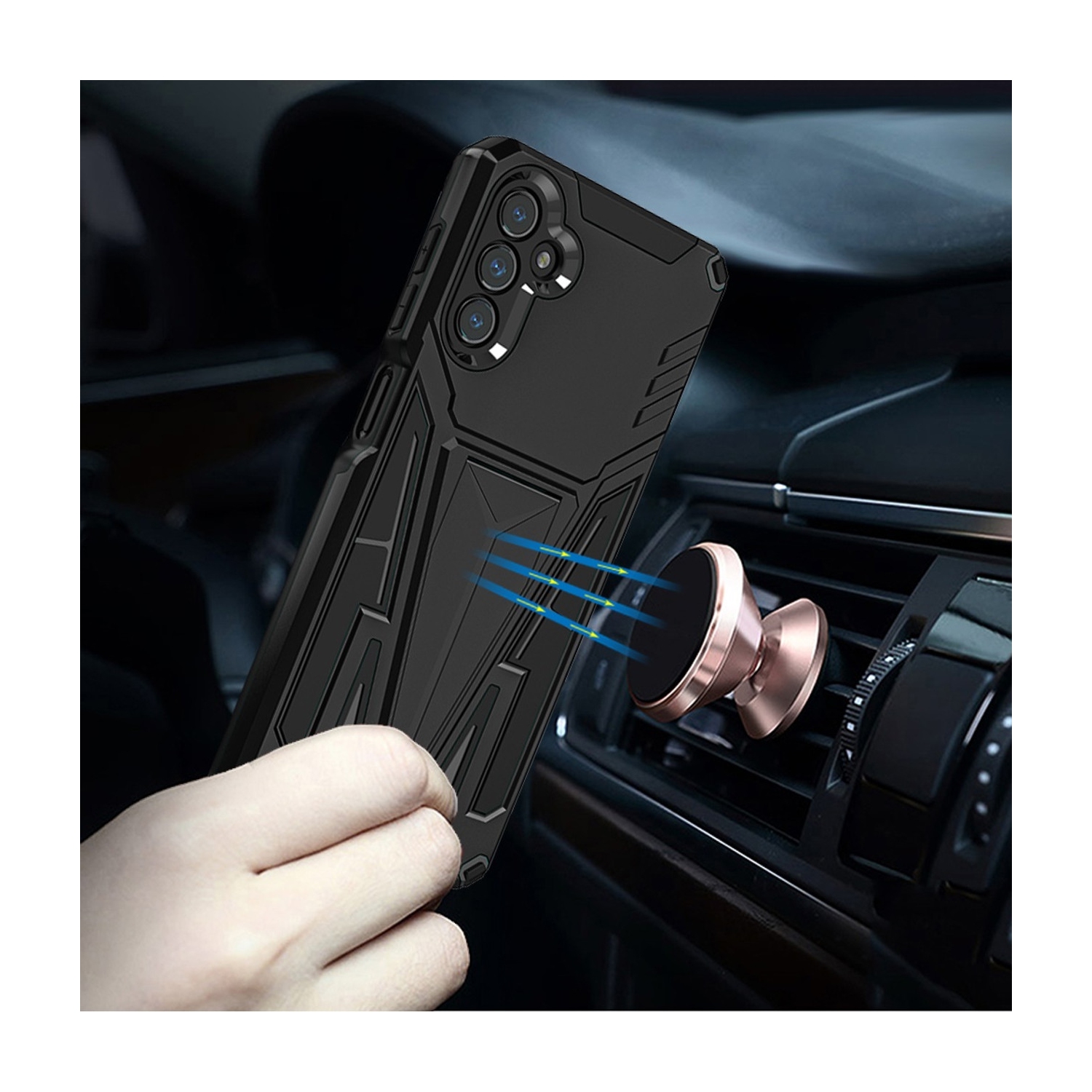 【CSmart】 Shockproof Rugged Defender Hard Case with Kickstand for Samsung Galaxy A54 5G, Black