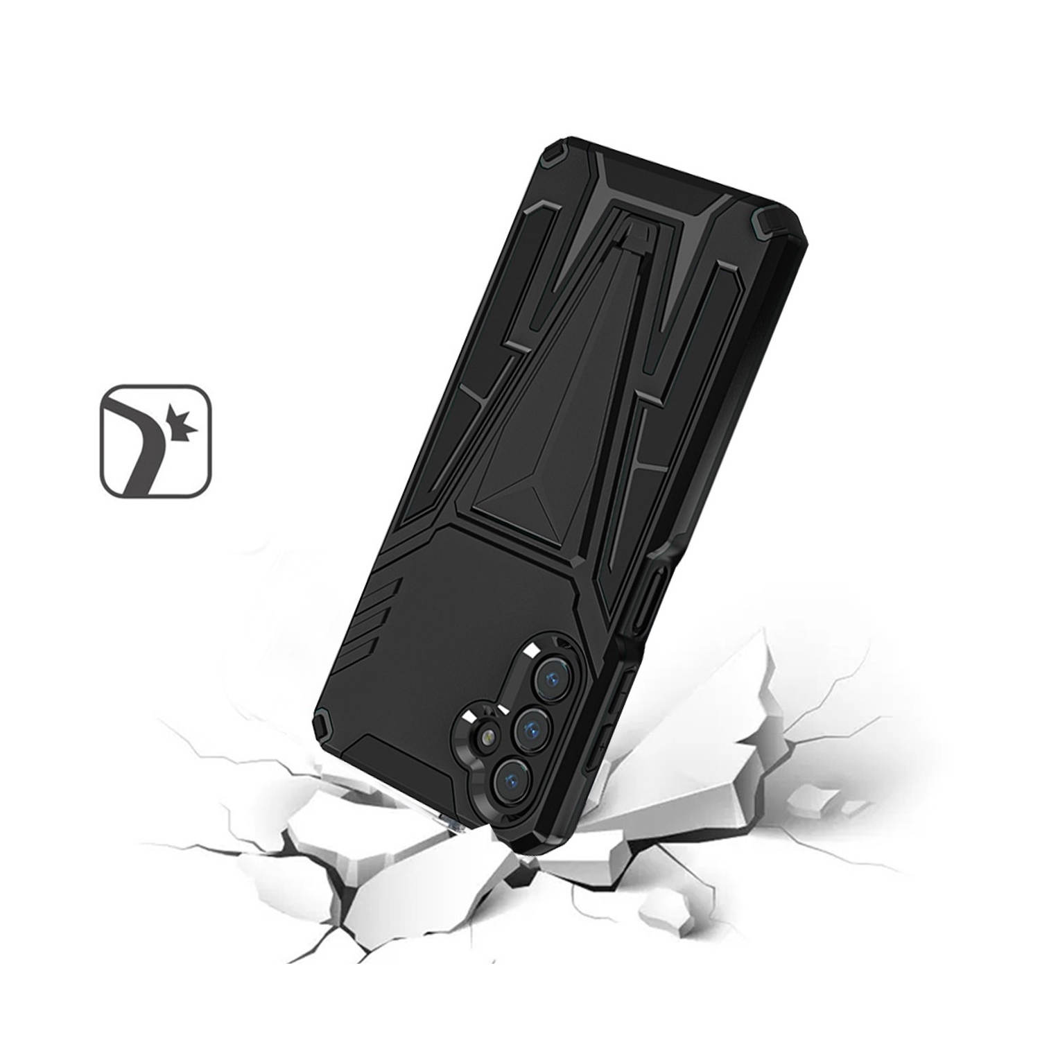 【CSmart】 Shockproof Rugged Defender Hard Case with Kickstand for Samsung Galaxy A54 5G, Black