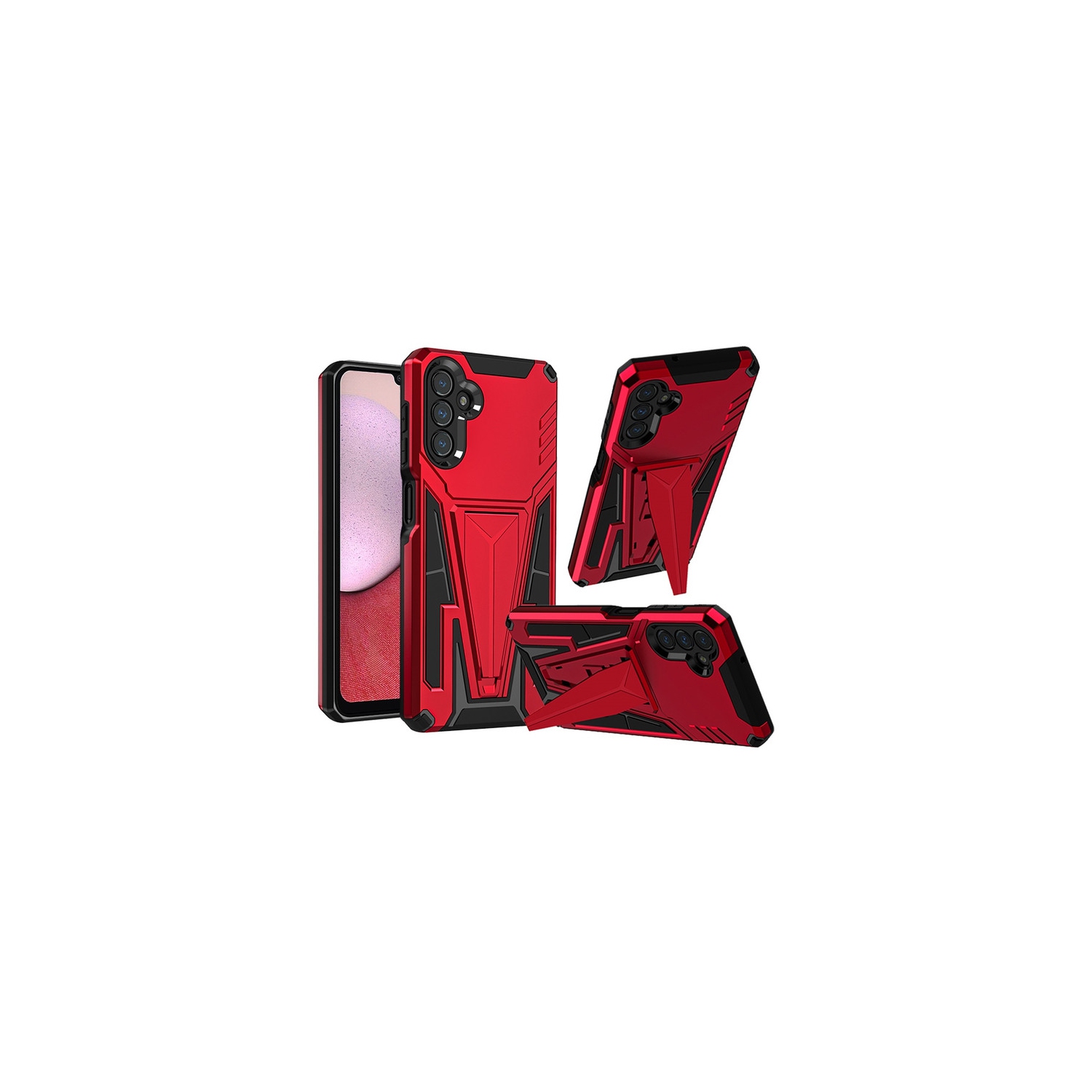 【CSmart】 Shockproof Rugged Defender Hard Case with Kickstand for Samsung Galaxy A54 5G, Red