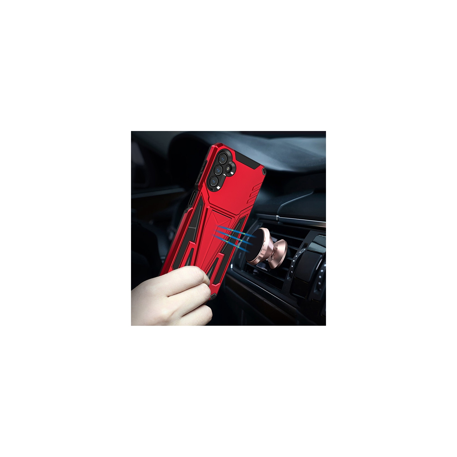 【CSmart】 Shockproof Rugged Defender Hard Case with Kickstand for Samsung Galaxy A54 5G, Red