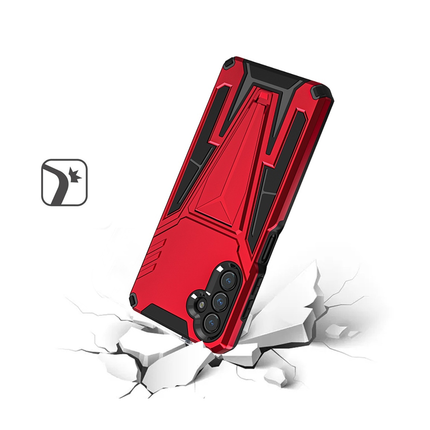 【CSmart】 Shockproof Rugged Defender Hard Case with Kickstand for Samsung Galaxy A54 5G, Red