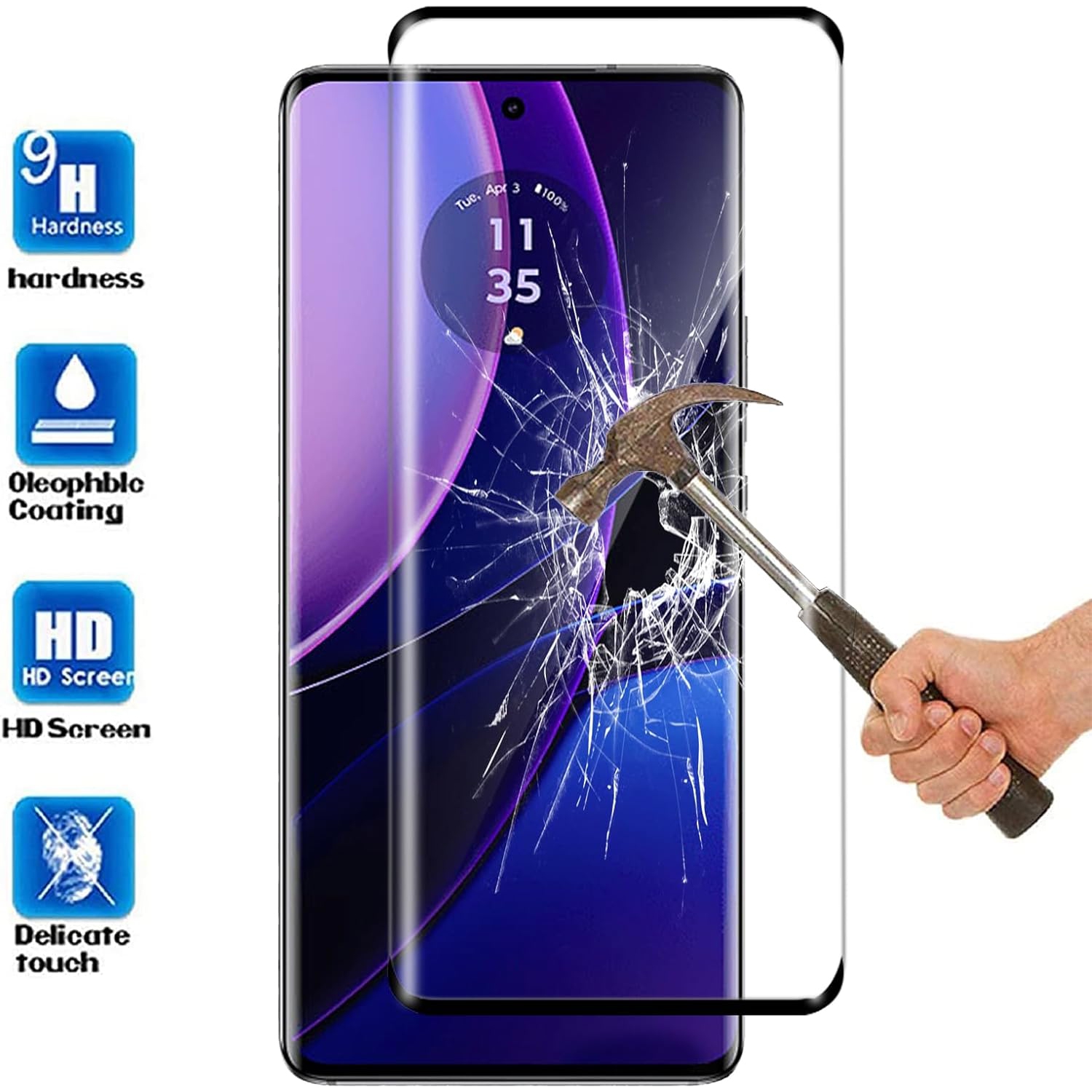 [CSmart] Case Friendly Full Coverage Tempered Glass Screen Protector for Motorola Moto Edge