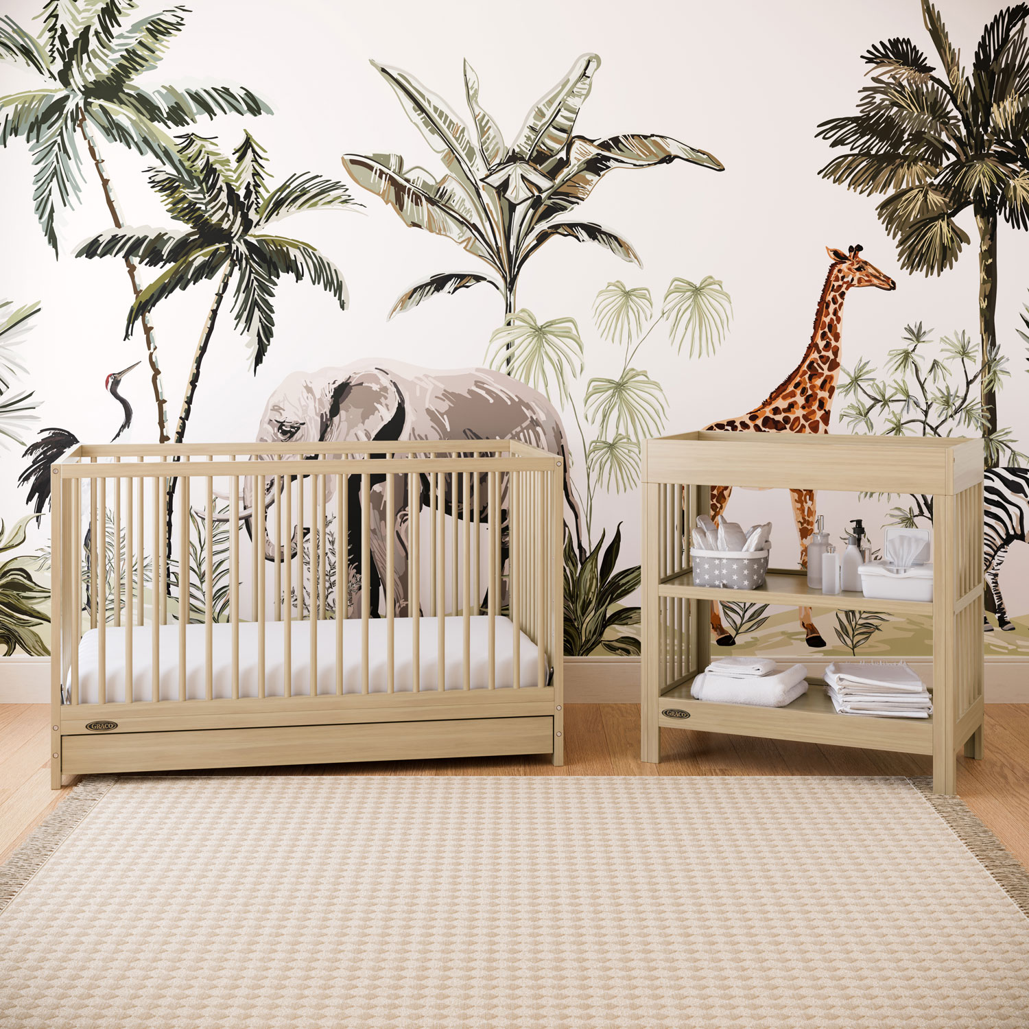 Graco Teddi 2-Shelf Changing Table with Changing Pad - Driftwood