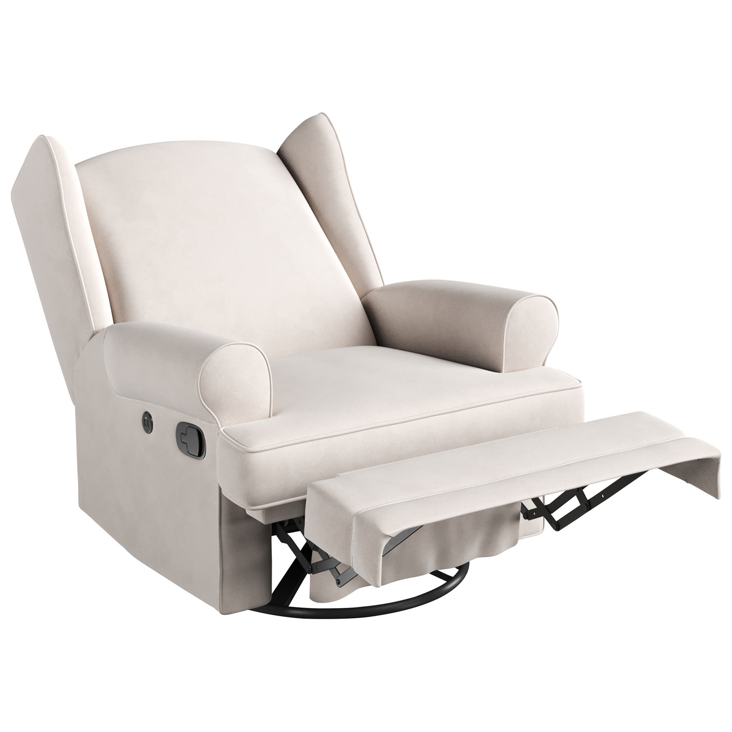 Fauteuil coulissant inclinable recouvert à ailettes Serenity de Storkcraft avec port de chargement USB - Ivoire