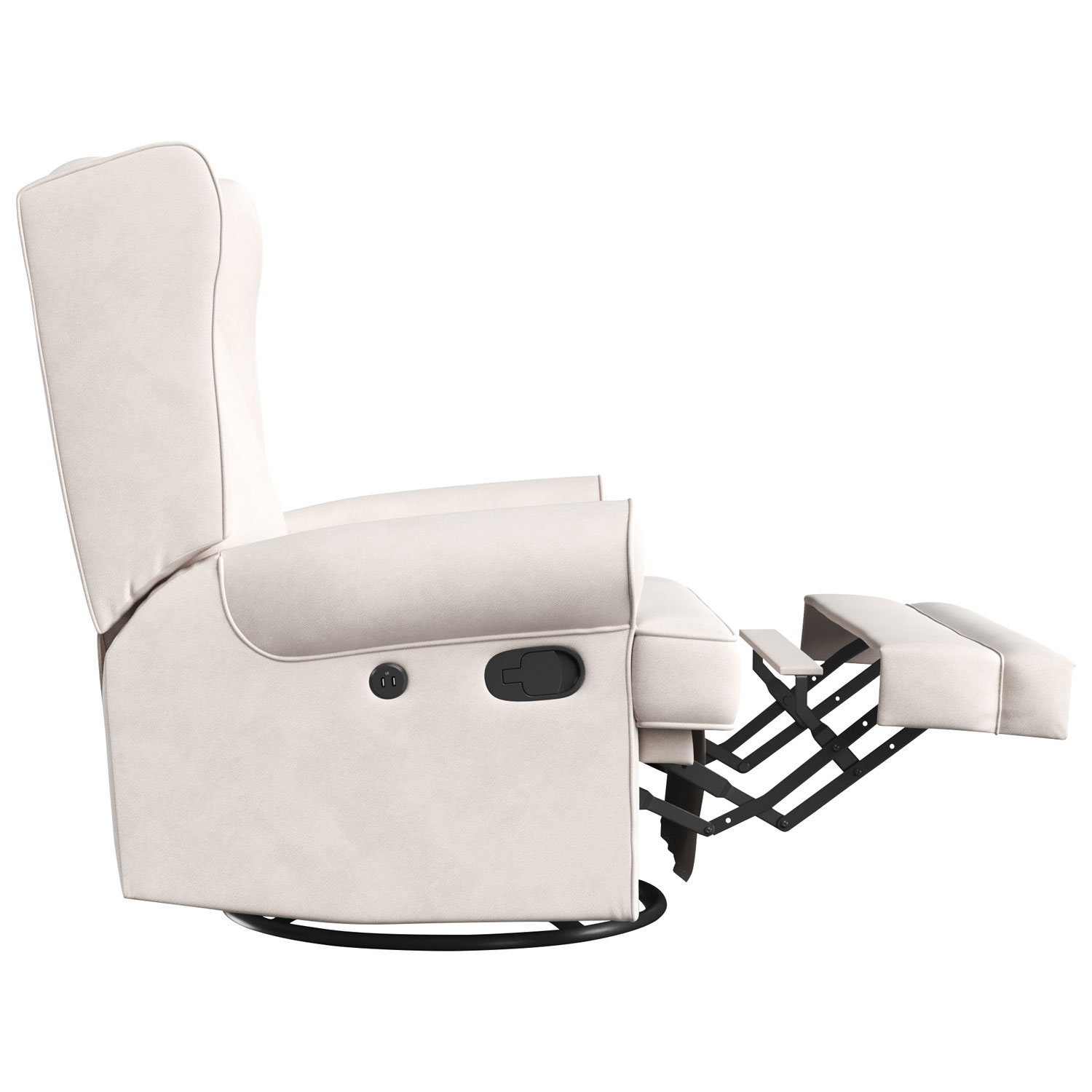 Fauteuil coulissant inclinable recouvert à ailettes Serenity de Storkcraft avec port de chargement USB - Ivoire