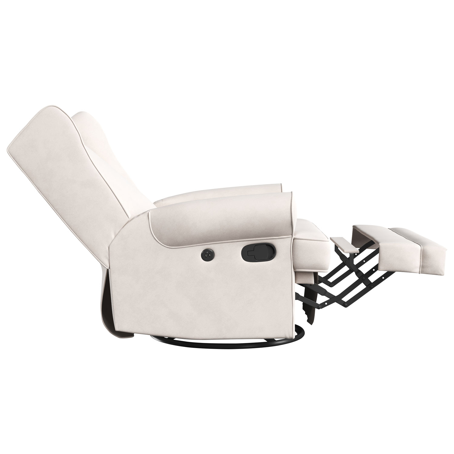 Fauteuil coulissant inclinable recouvert à ailettes Serenity de Storkcraft avec port de chargement USB - Ivoire