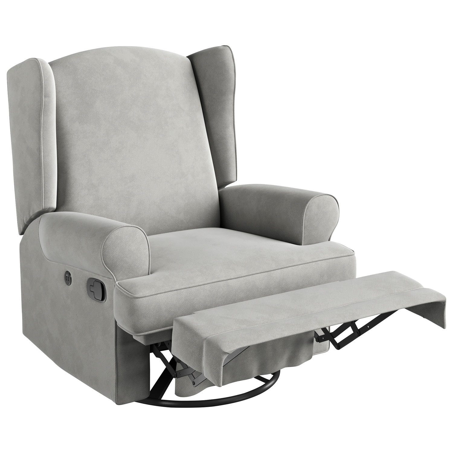 Storkcraft Serenity Wingback Upholstered Reclining Glider with USB Charging Port - Steel