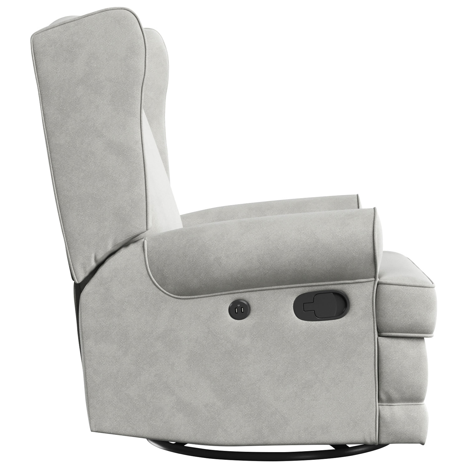 Storkcraft Serenity Wingback Upholstered Reclining Glider with USB Charging Port - Steel