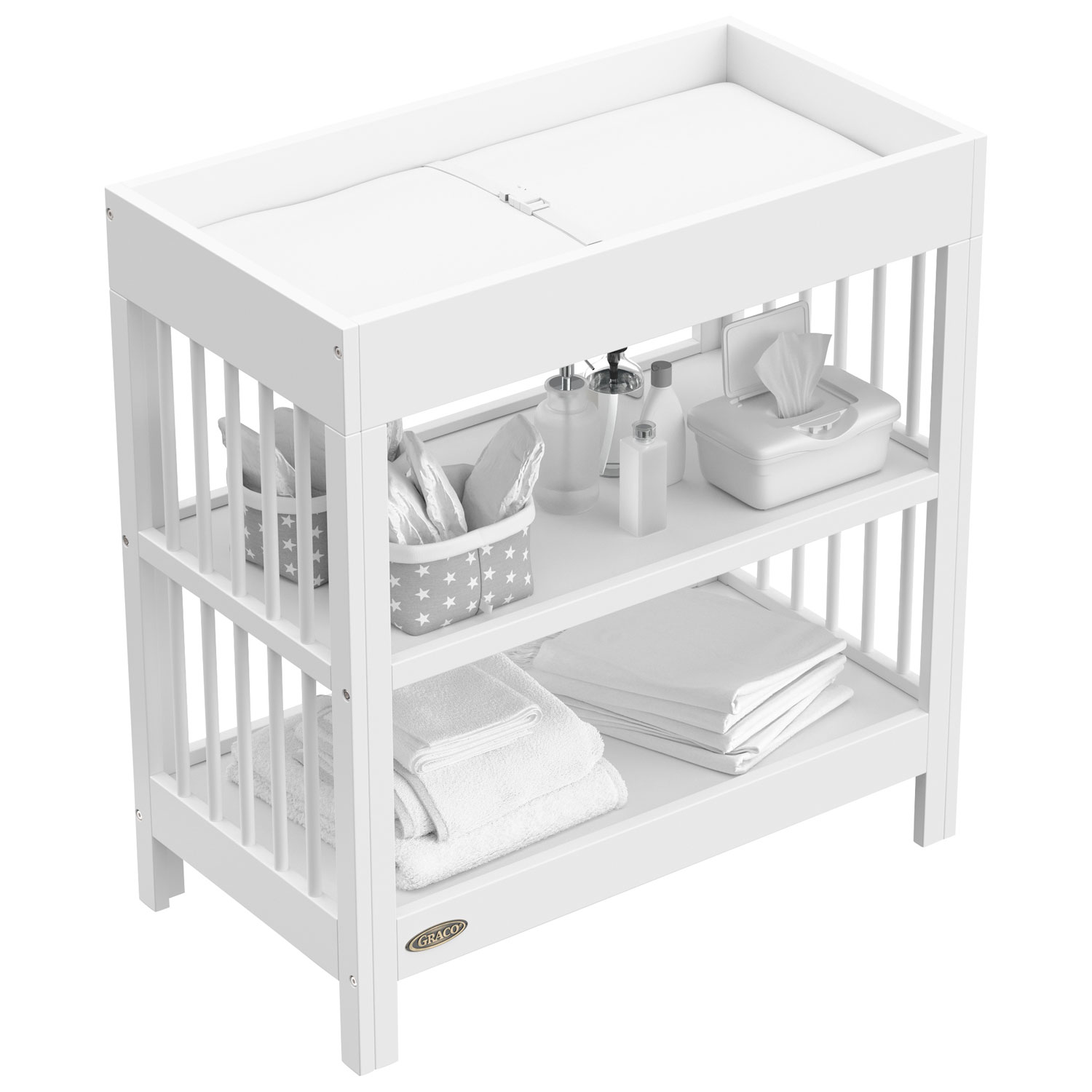 Table à langer à 2 tablettes Teddi de Graco avec coussin à langer - Blanc