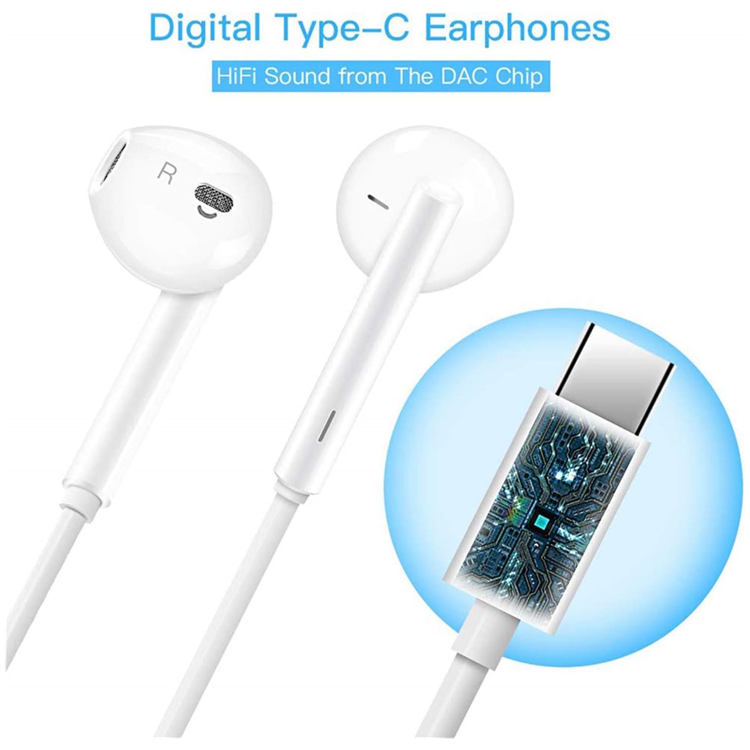 Écouteurs bouton USB-C avec commande de volume du microphone compatible avec les écouteurs iPhone série 15 de Samsung