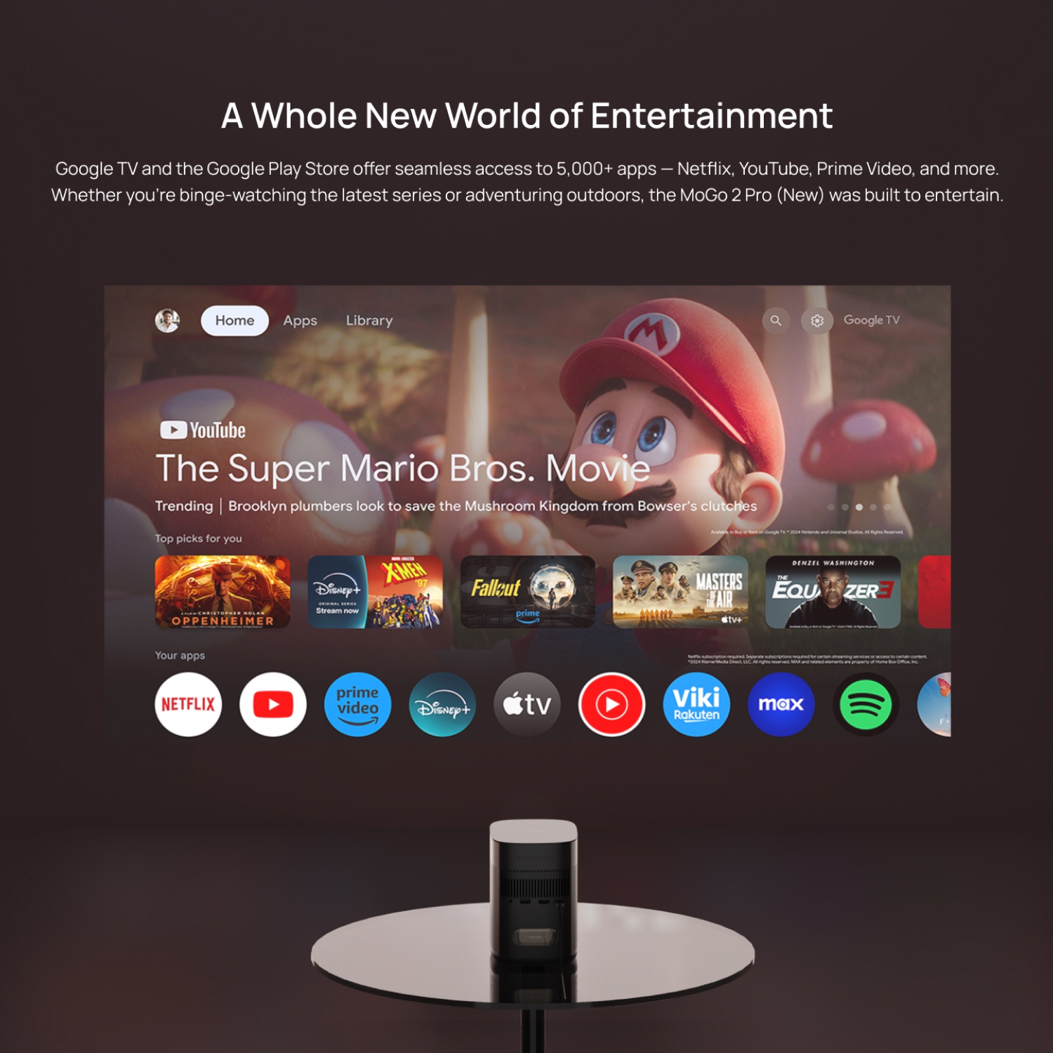 MoGo 2 Pro de XGIMI + ensemble avec support à angles multiples, projecteur de cinéma maison, portatif pour l'extérieur, 1080p, prise en charge