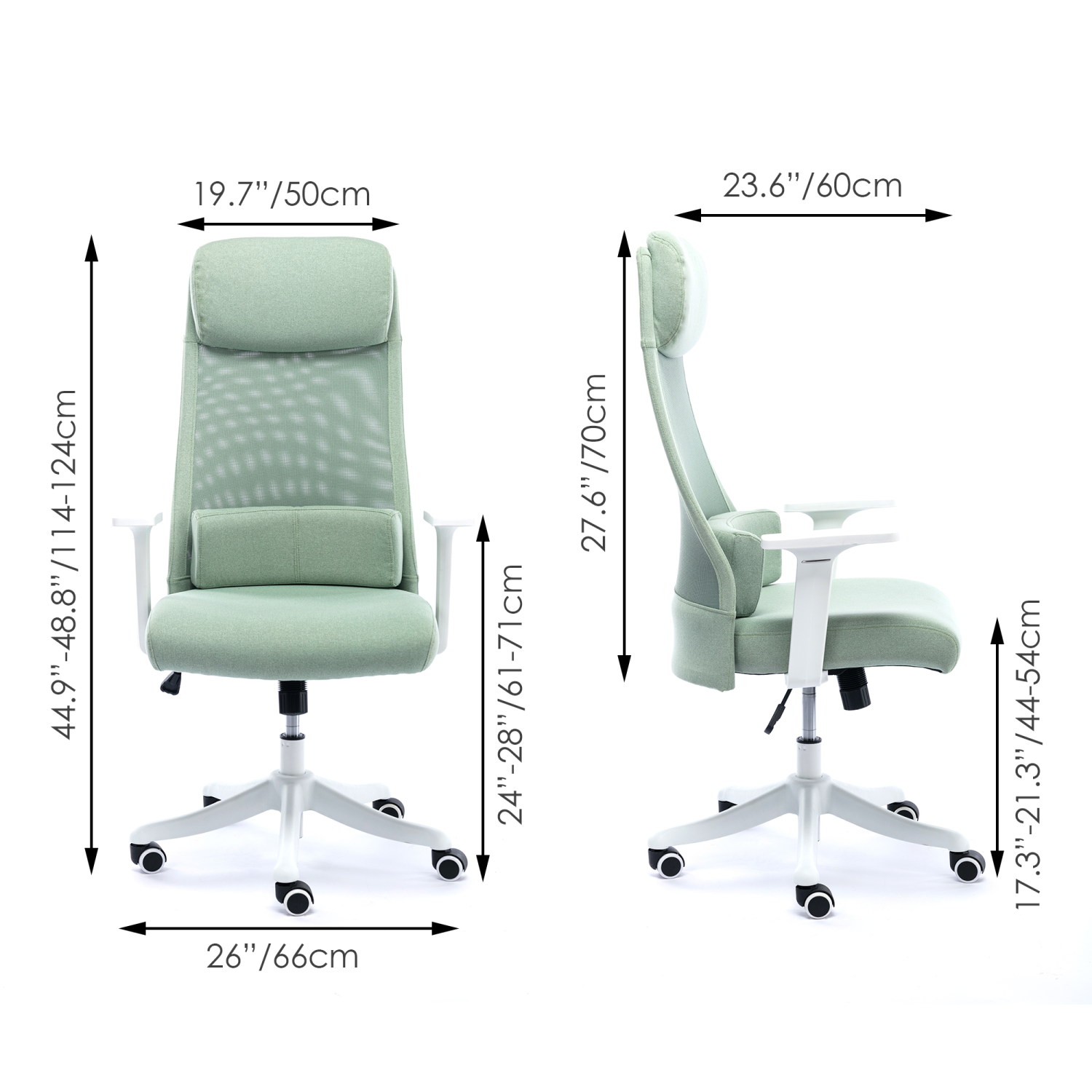 Chaise de bureau ergonomique avec appuie-tête réglable et coussin de taille mobile, chaise de bureau à hauteur réglable pour ordinateur jusqu'à